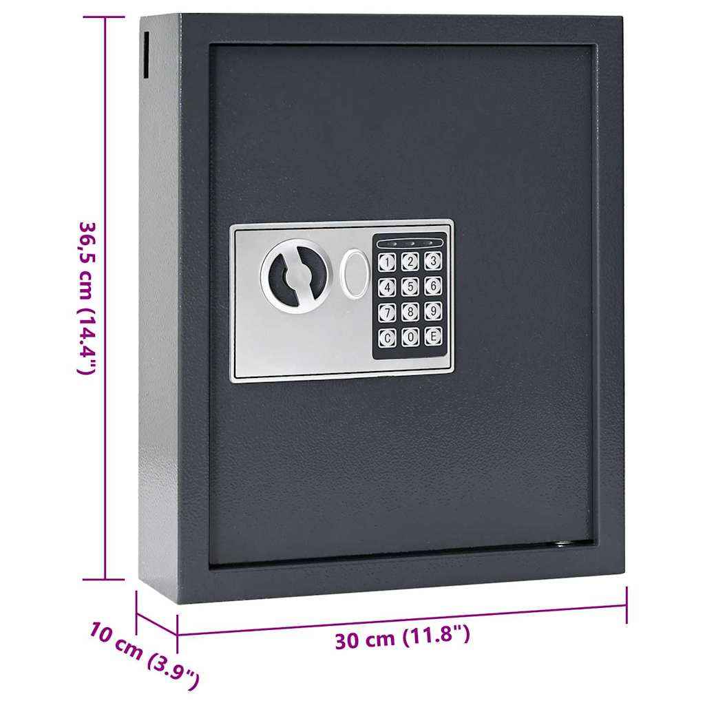 Cassetta di sicurezza digitale Grigio scuro 30 x 10 x 36,5 cm