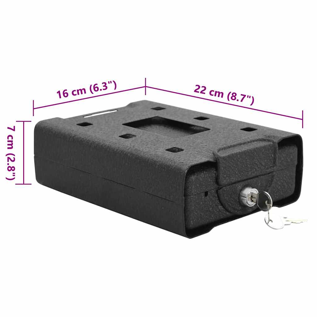 Cassaforte per Auto con blocco Nero 22 x 16 x 7 cm Acciaio