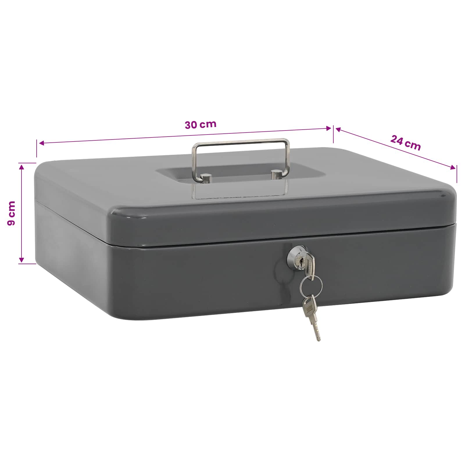 Scatola per Contanti Grigio scuro 30 x 24 x 9 cm Acciaio