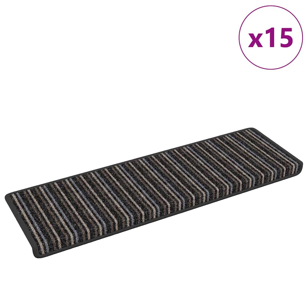 Tappetini per scale autoadesivi 15 pz 65 x 21 x 4 cm Non-Slip