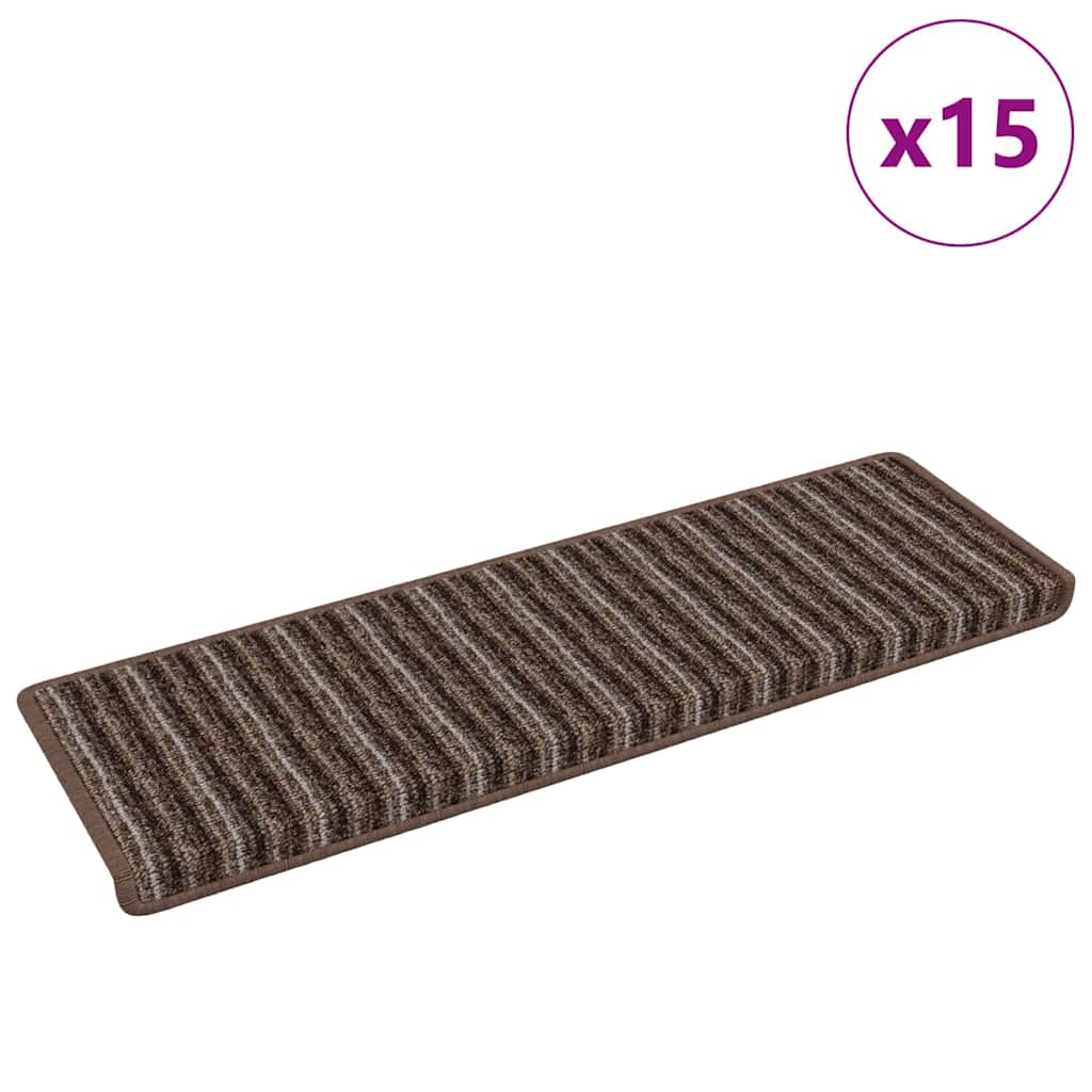 Tappetini per scale autoadesivi 15 pz 65 x 21 x 4 cm Non-Slip