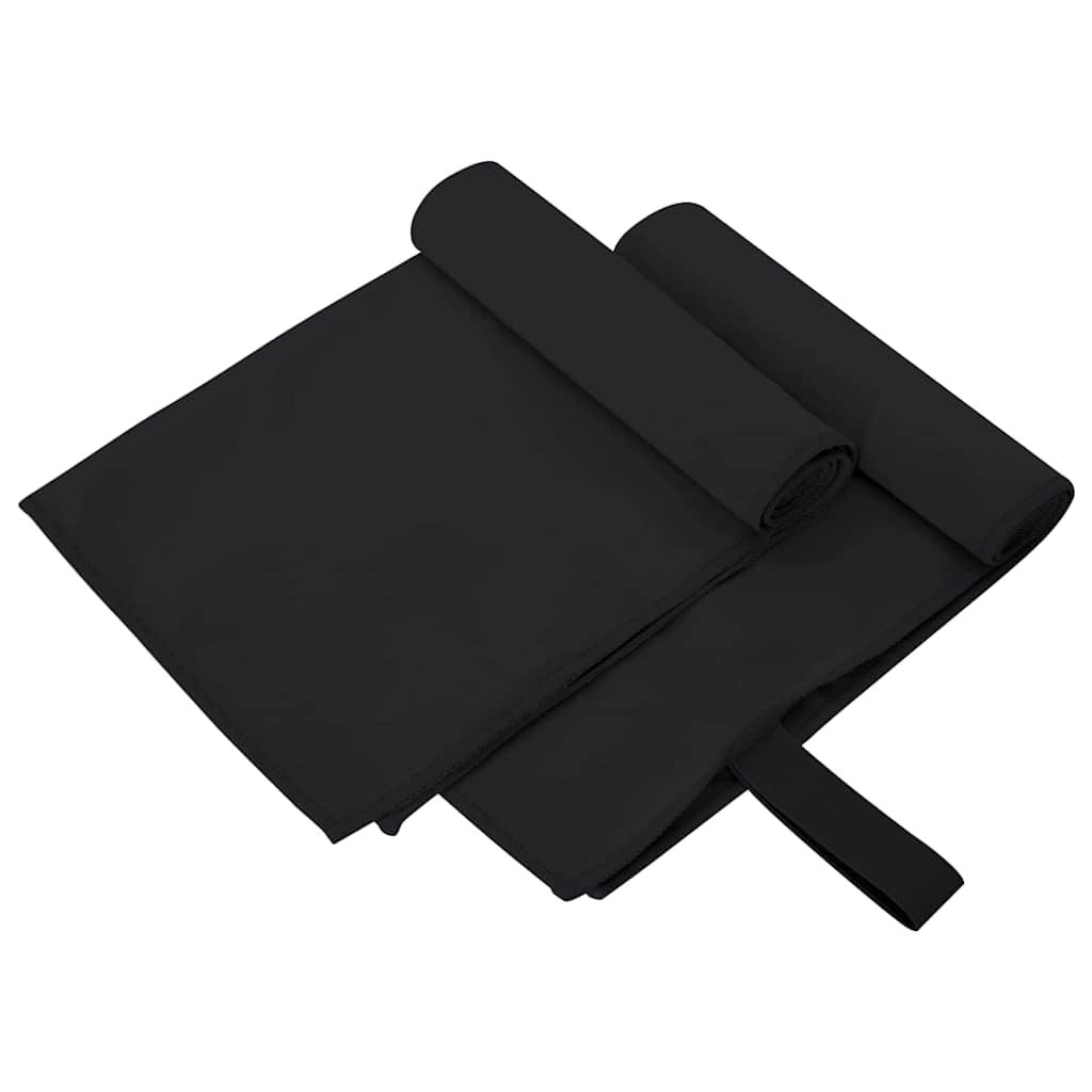 Asciugamani Sportivi 2 pz Nero 50 x 30 cm