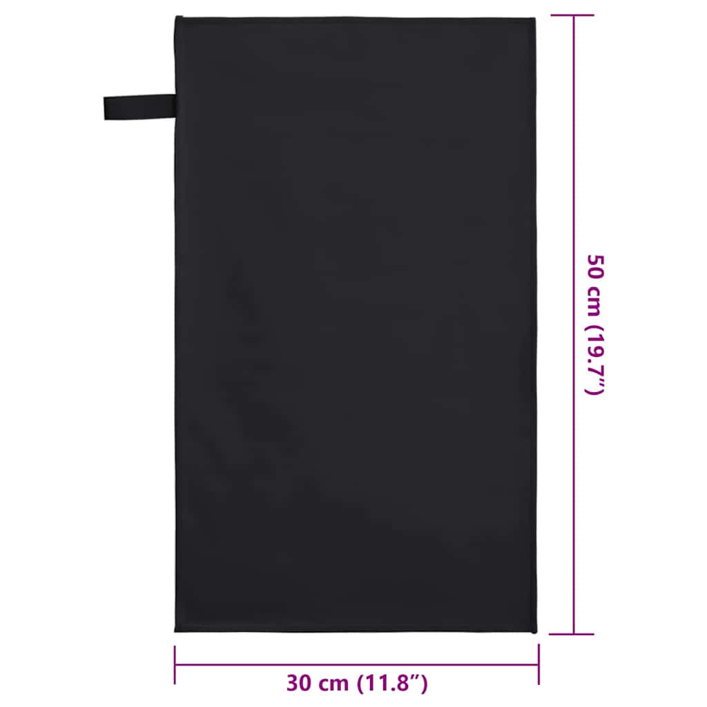 Asciugamani Sportivi 2 pz Nero 50 x 30 cm