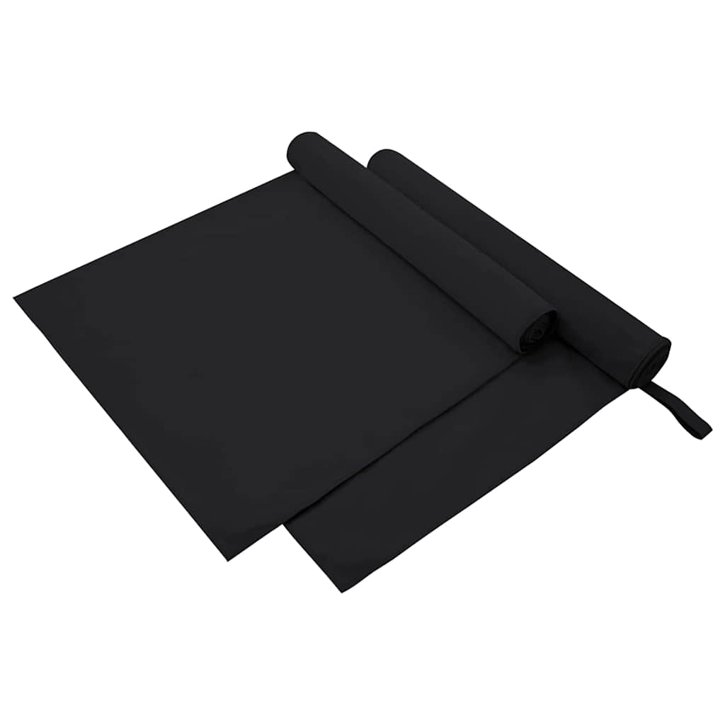 Asciugamani Sportivi 2 pz Nero 180 x 90 cm