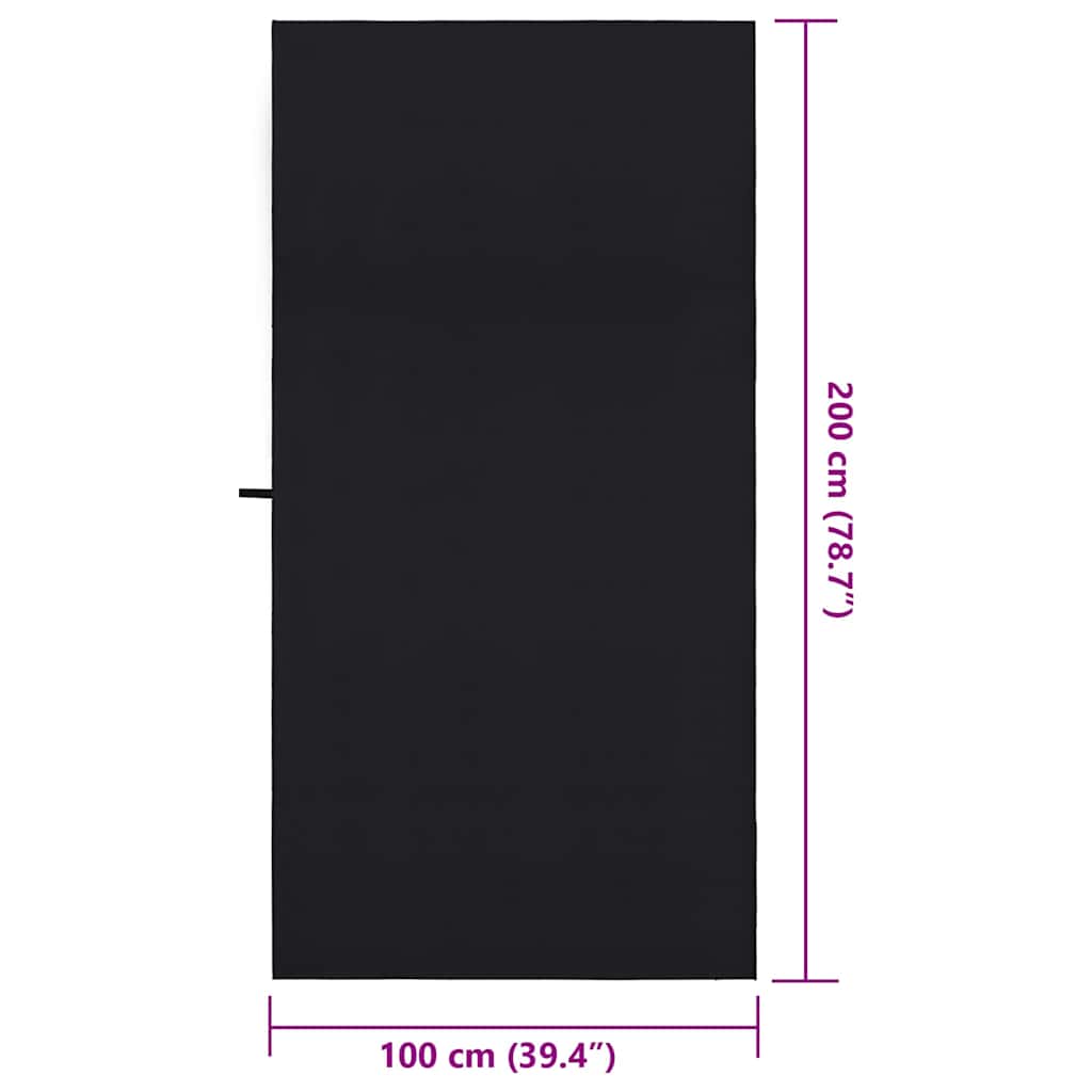 Asciugamani Sportivi 2 pz Nero 200 x 100 cm