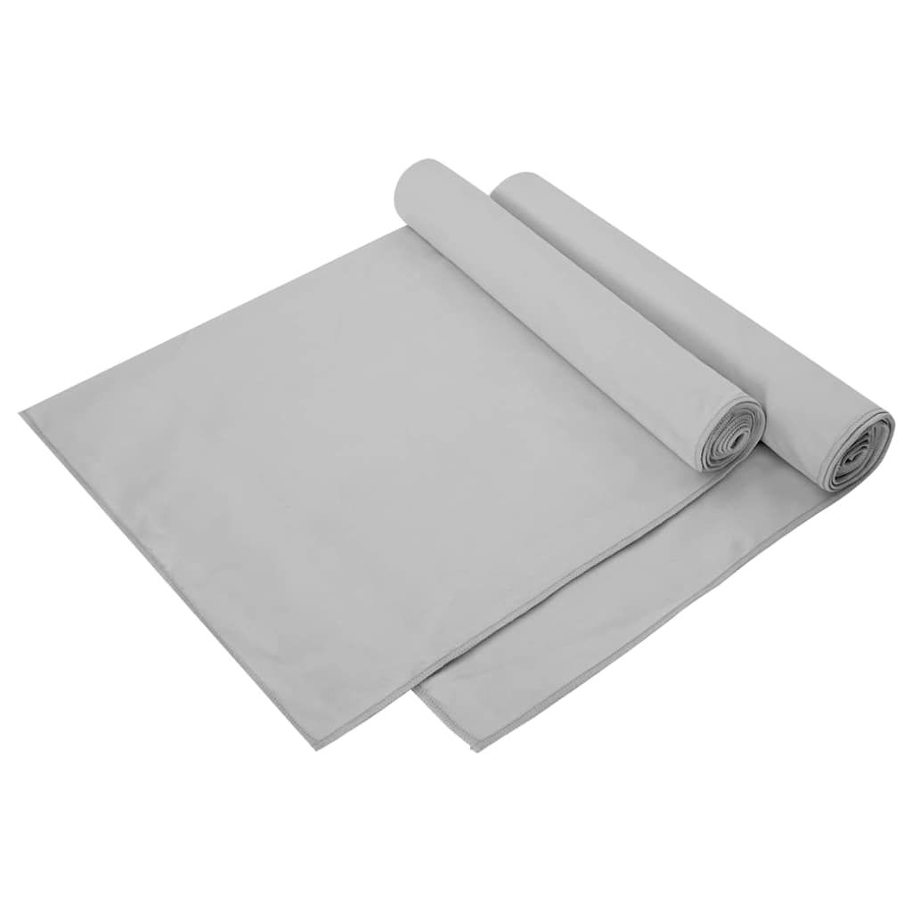 Asciugamani Sportivi 2 pz Grigio 140 x 70 cm