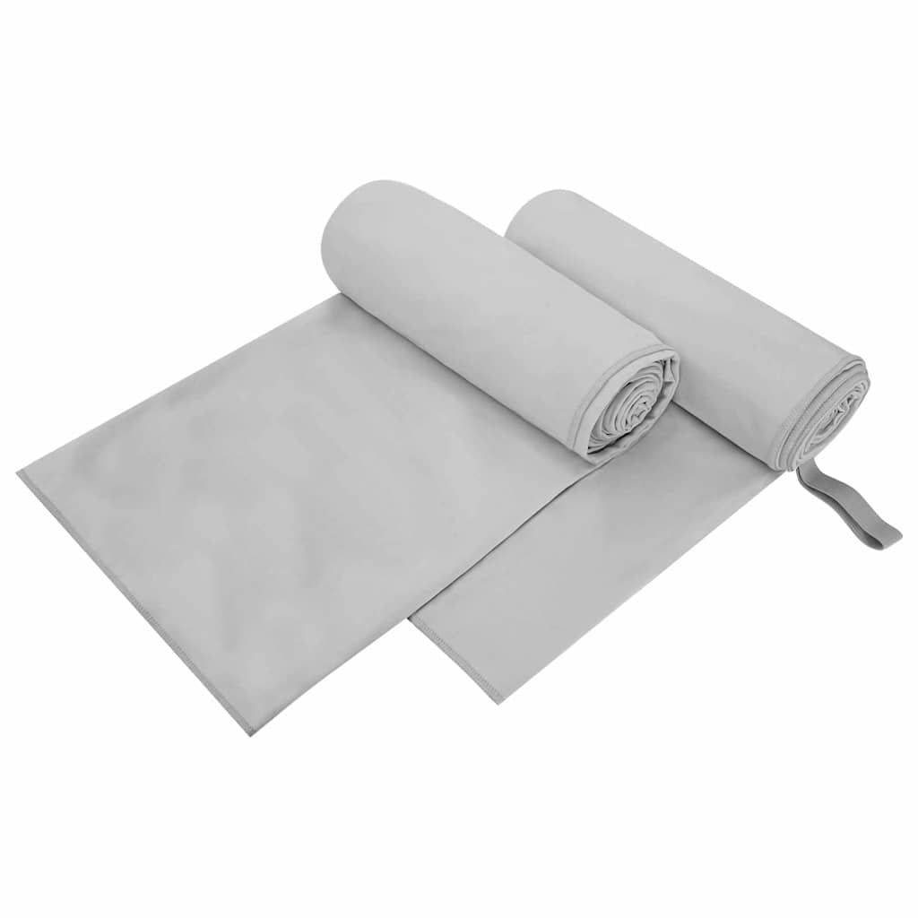 Asciugamani Sportivi 2 pz Grigio 200 x 100 cm
