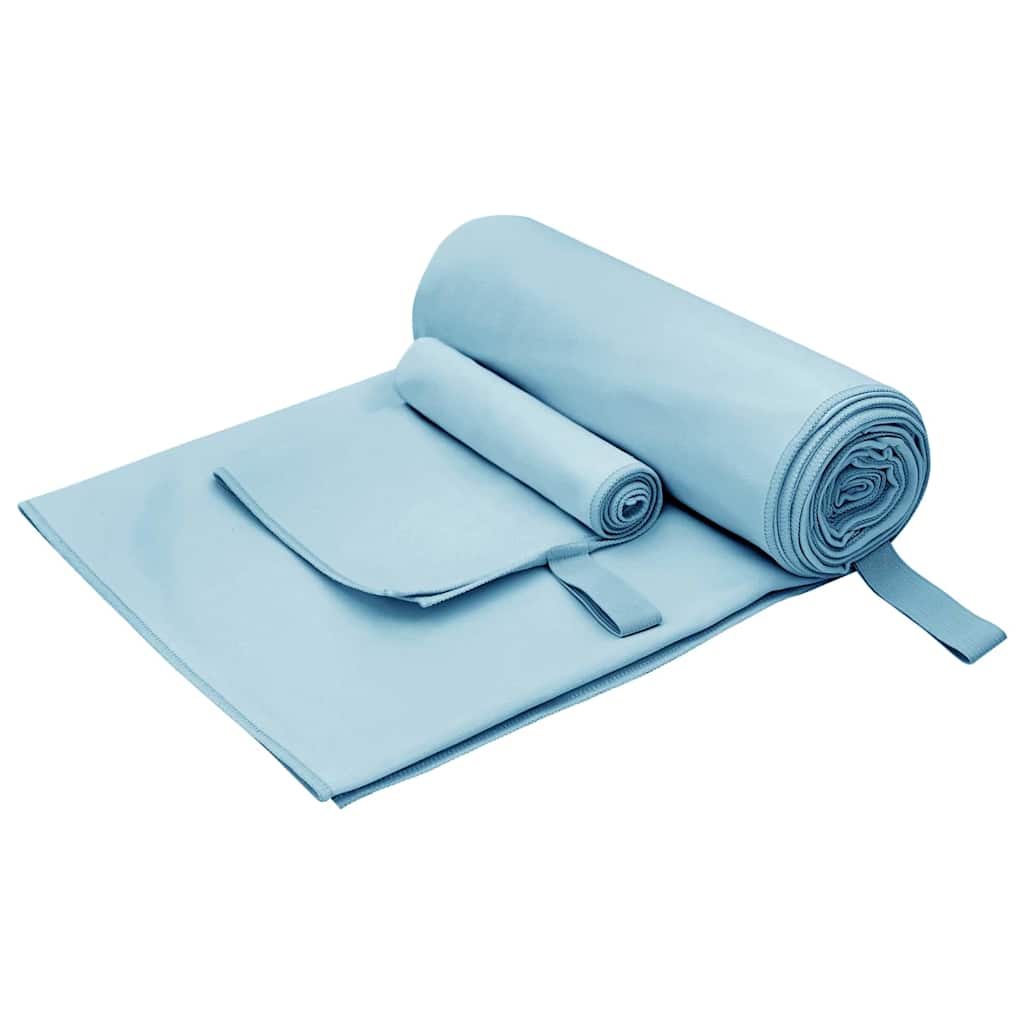 Set di Asciugamani Sportivi 2 pz Blu 50 x 30 cm, 200 x 100 cm