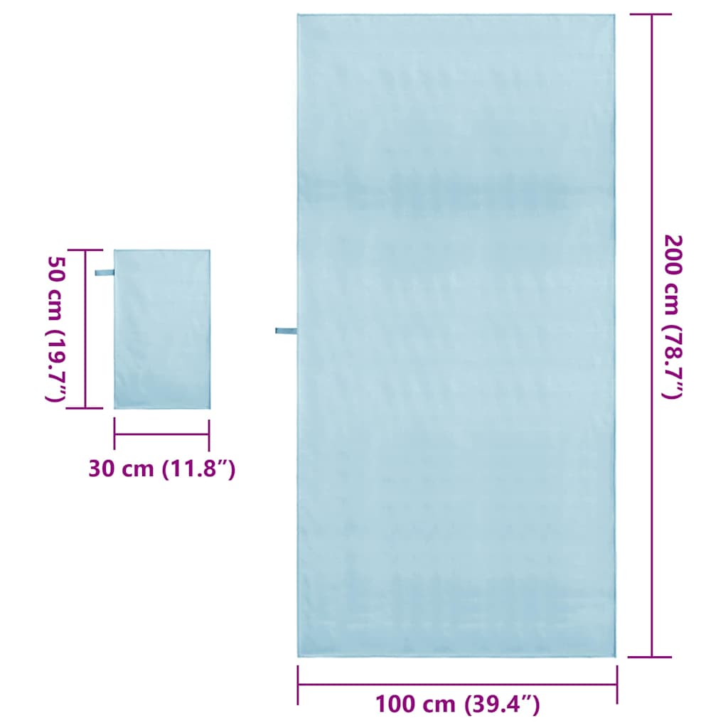 Set di Asciugamani Sportivi 2 pz Blu 50 x 30 cm, 200 x 100 cm