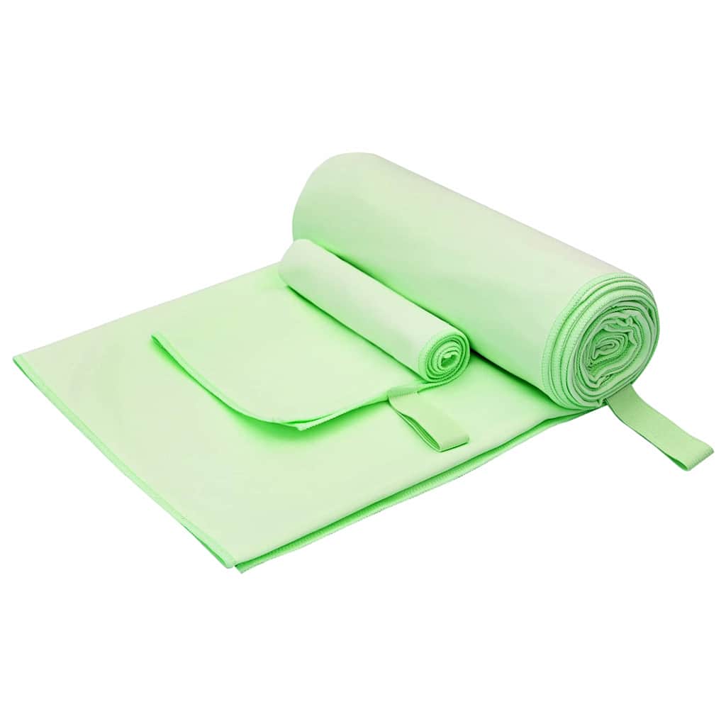 Set di Asciugamani Sportivi 2 pz Verde 50 x 30 cm, 200 x 100 cm
