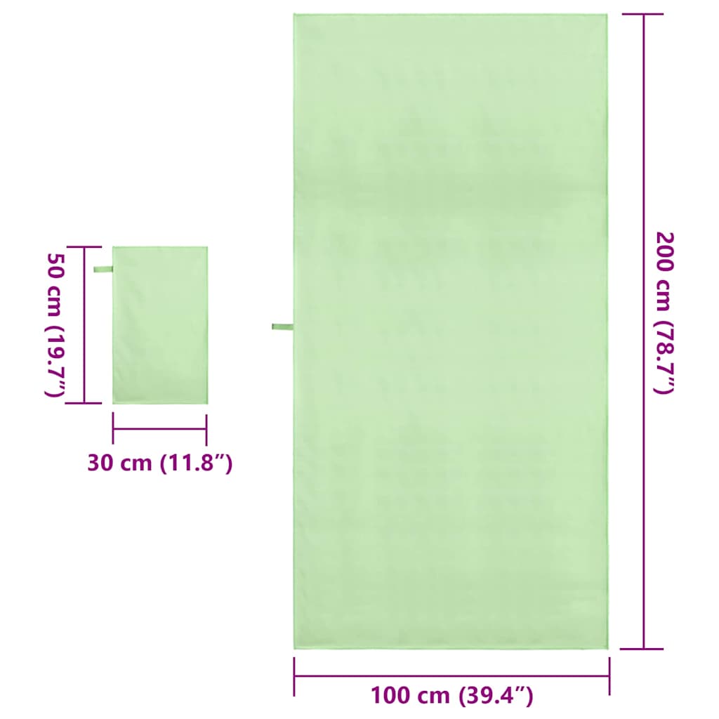 Set di Asciugamani Sportivi 2 pz Verde 50 x 30 cm, 200 x 100 cm