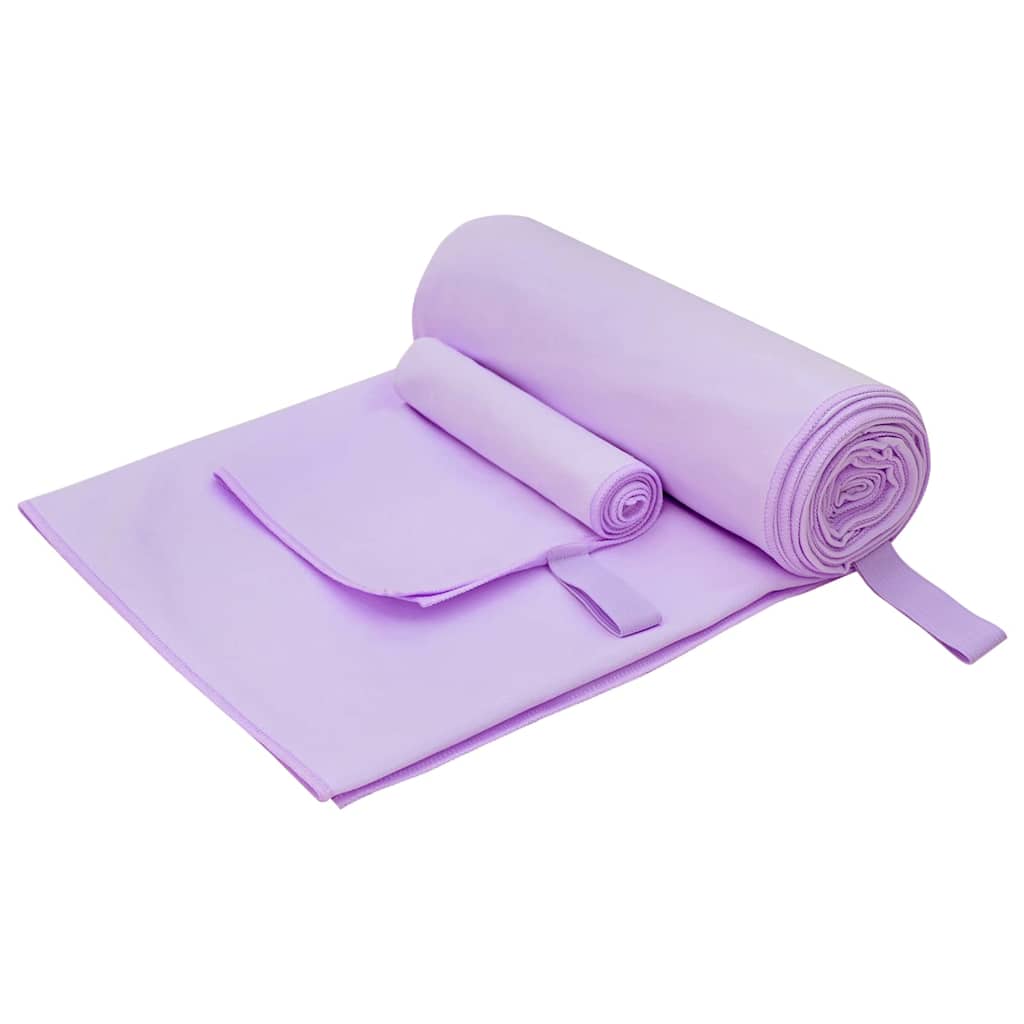 Set di Asciugamani Sportivi 2 pz Viola 50 x 30 cm, 200 x 100 cm