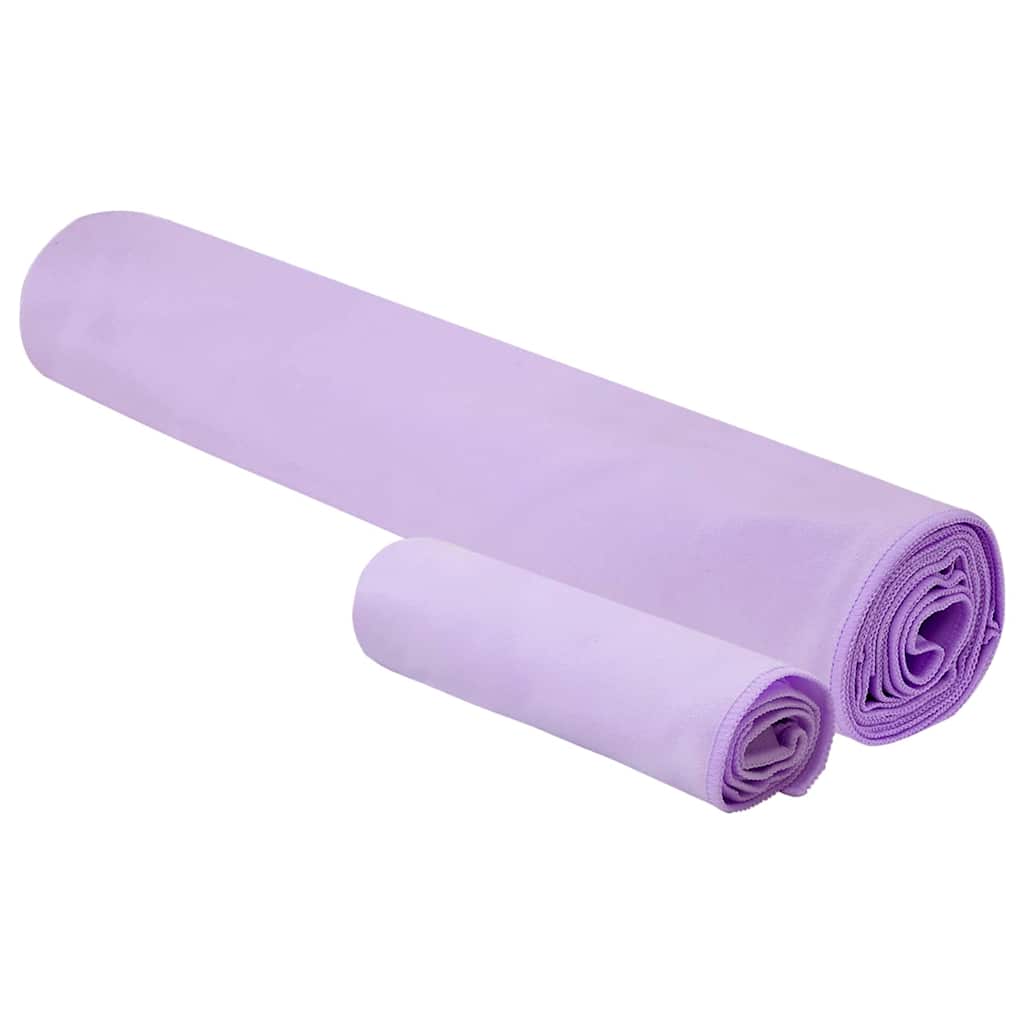 Set di Asciugamani Sportivi 2 pz Viola 50 x 30 cm, 200 x 100 cm