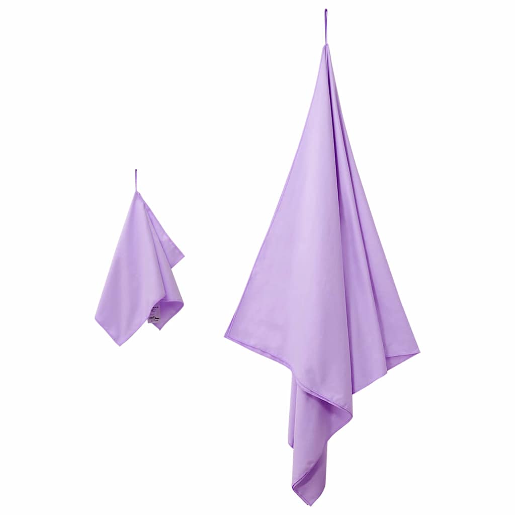 Set di Asciugamani Sportivi 2 pz Viola 50 x 30 cm, 200 x 100 cm