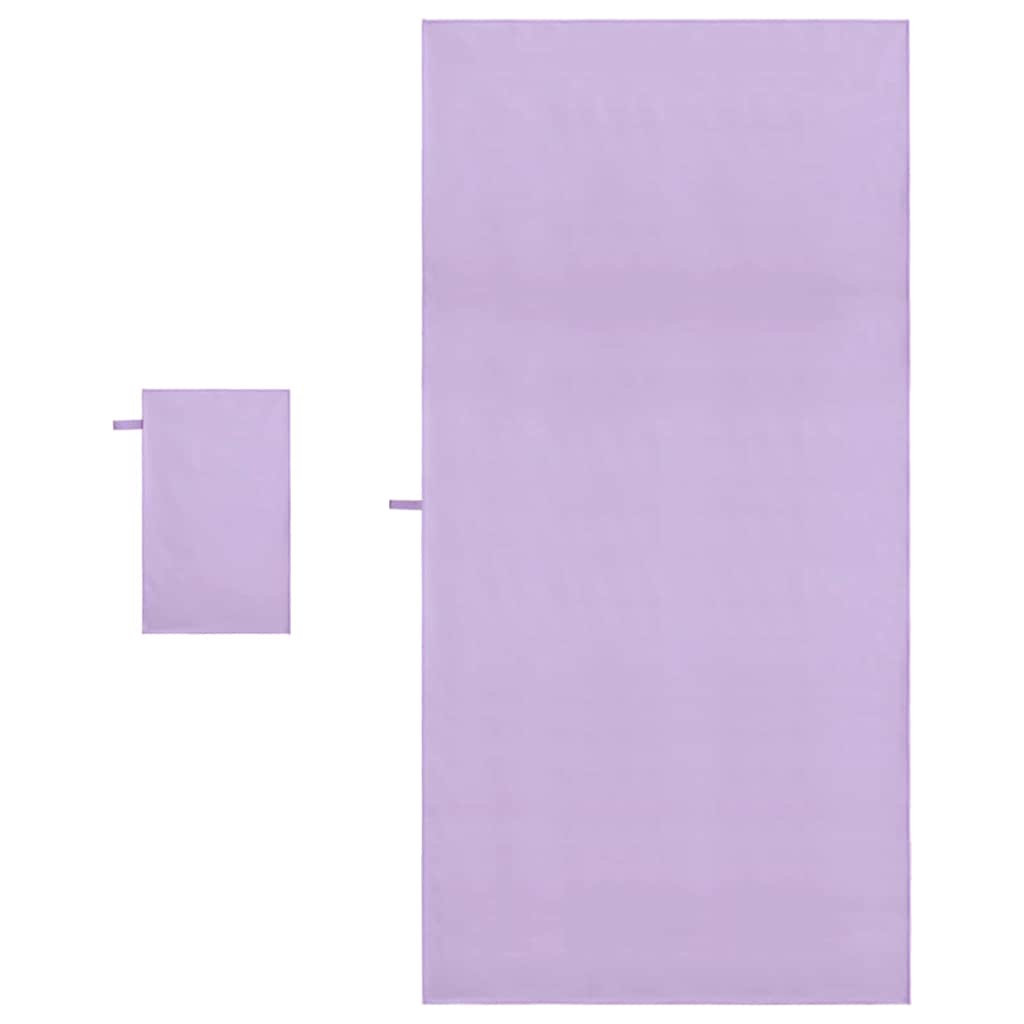 Set di Asciugamani Sportivi 2 pz Viola 50 x 30 cm, 200 x 100 cm