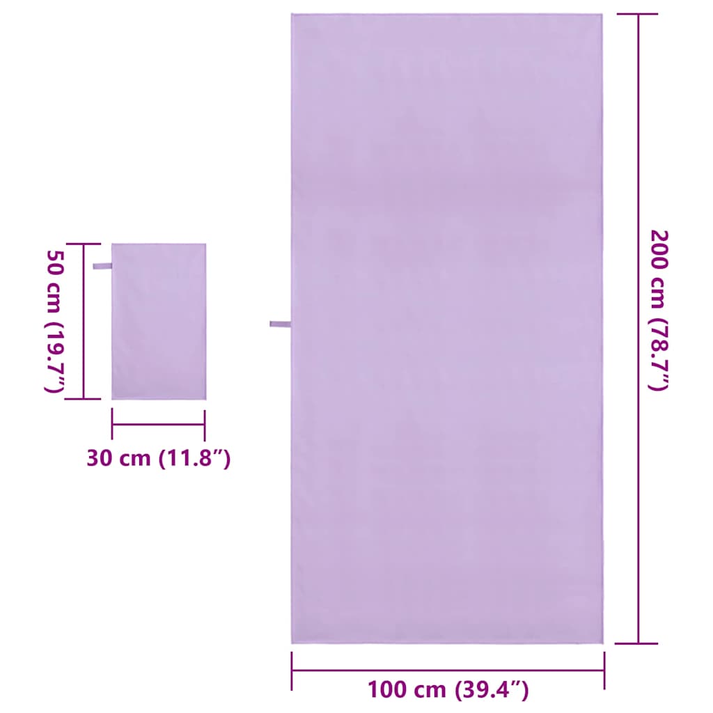 Set di Asciugamani Sportivi 2 pz Viola 50 x 30 cm, 200 x 100 cm