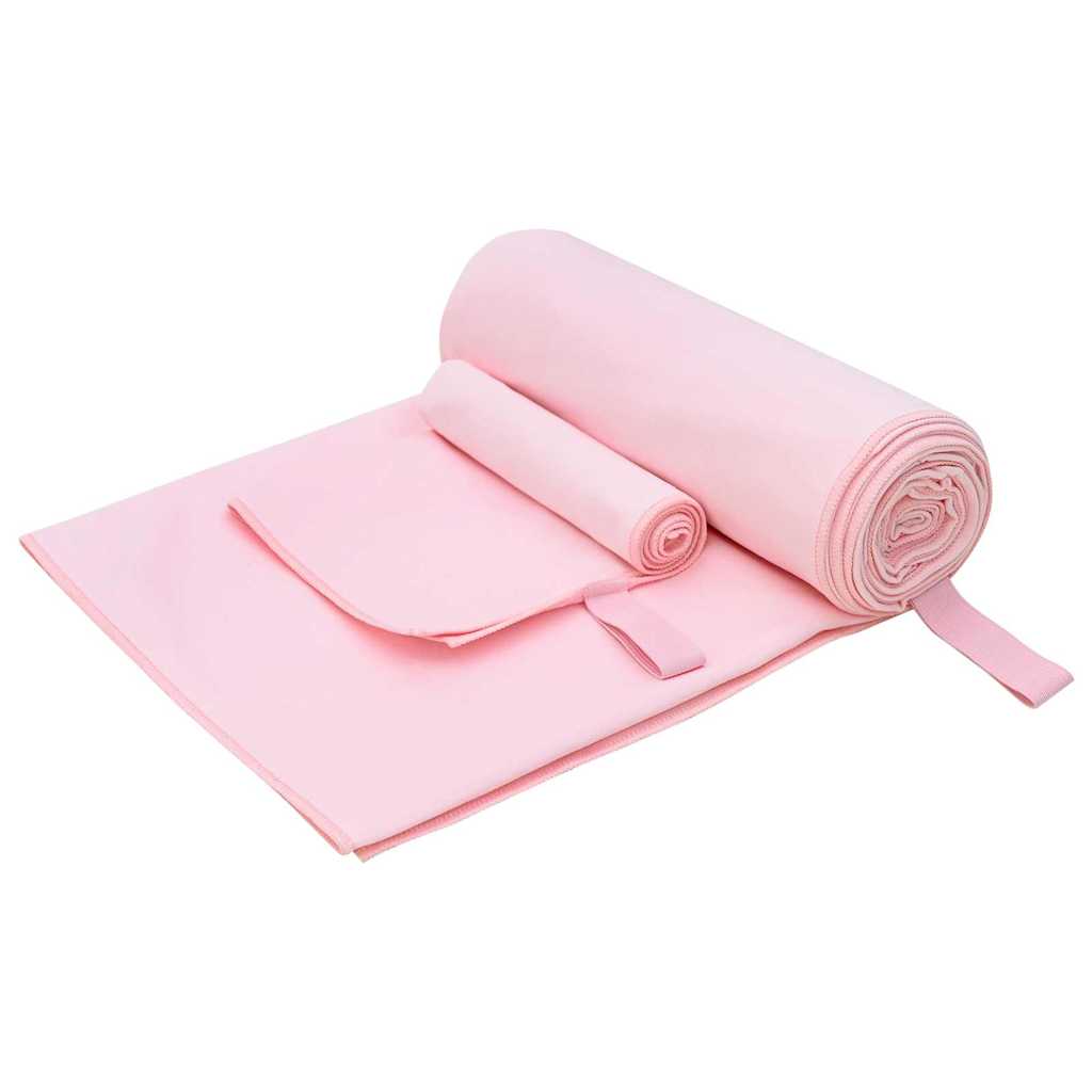 Set di Asciugamani Sportivi 2 pz Rosa 50 x 30 cm, 200 x 100 cm