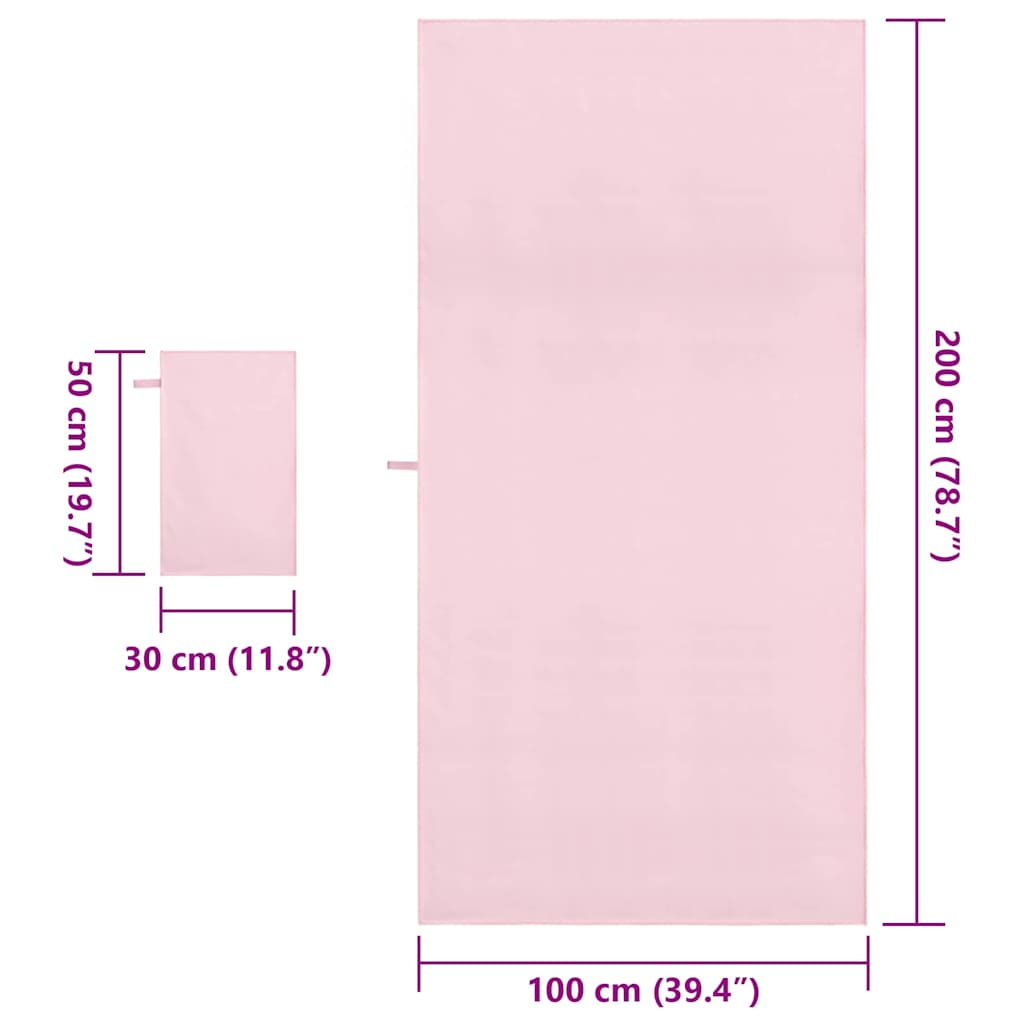 Set di Asciugamani Sportivi 2 pz Rosa 50 x 30 cm, 200 x 100 cm