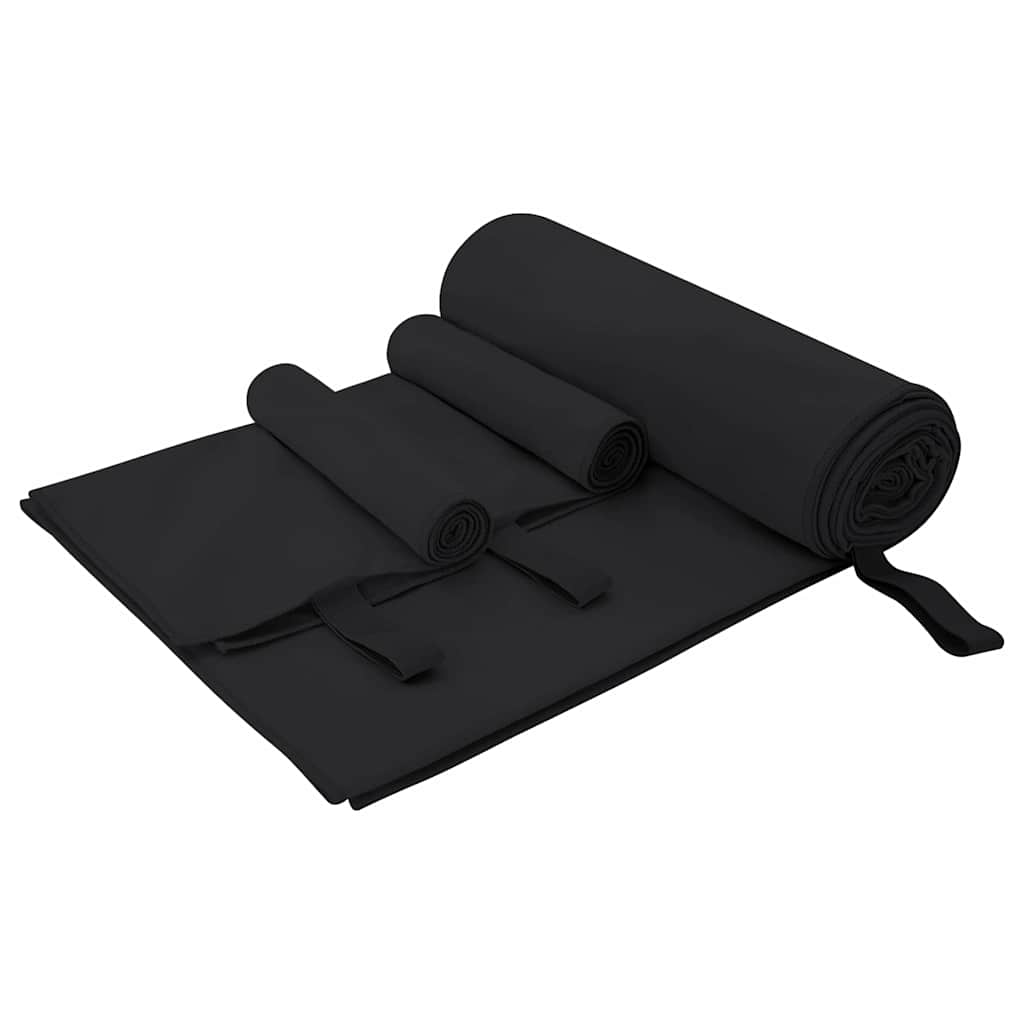 Set di Asciugamani Sportivi 3 pz Nero 210 x 100 cm