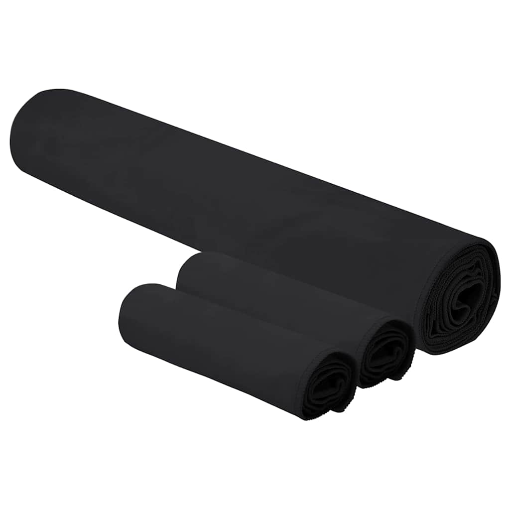 Set di Asciugamani Sportivi 3 pz Nero 210 x 100 cm