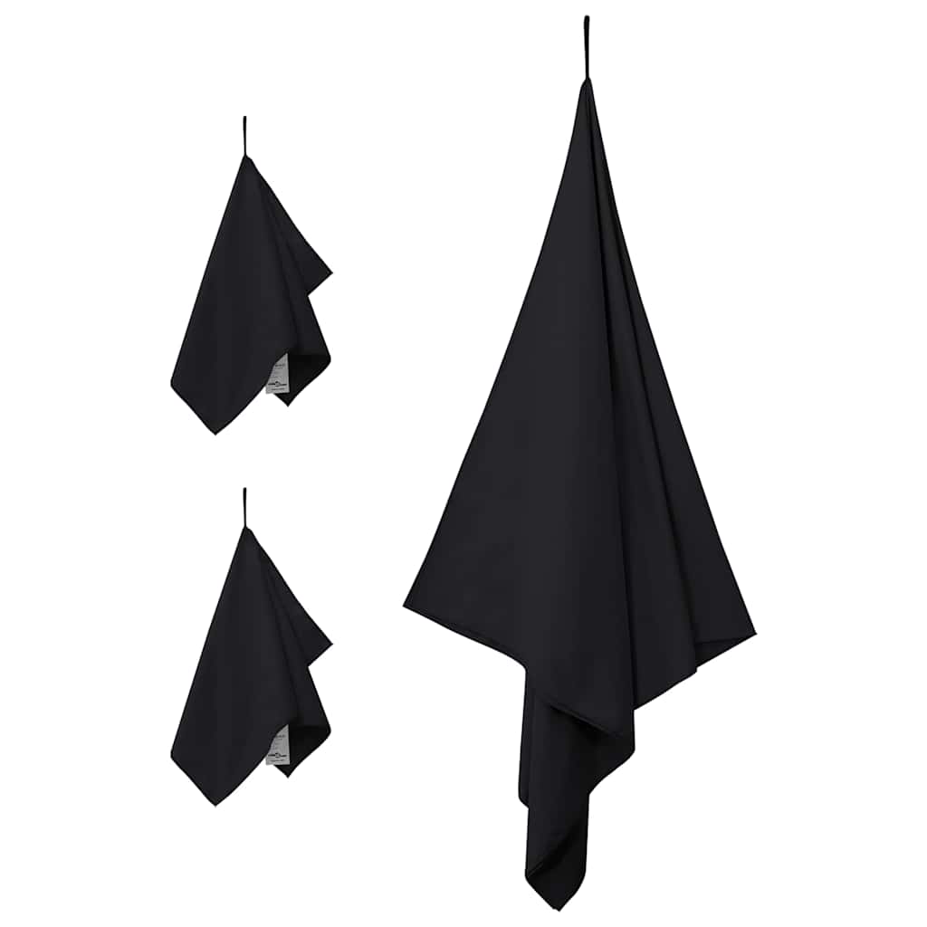 Set di Asciugamani Sportivi 3 pz Nero 210 x 100 cm