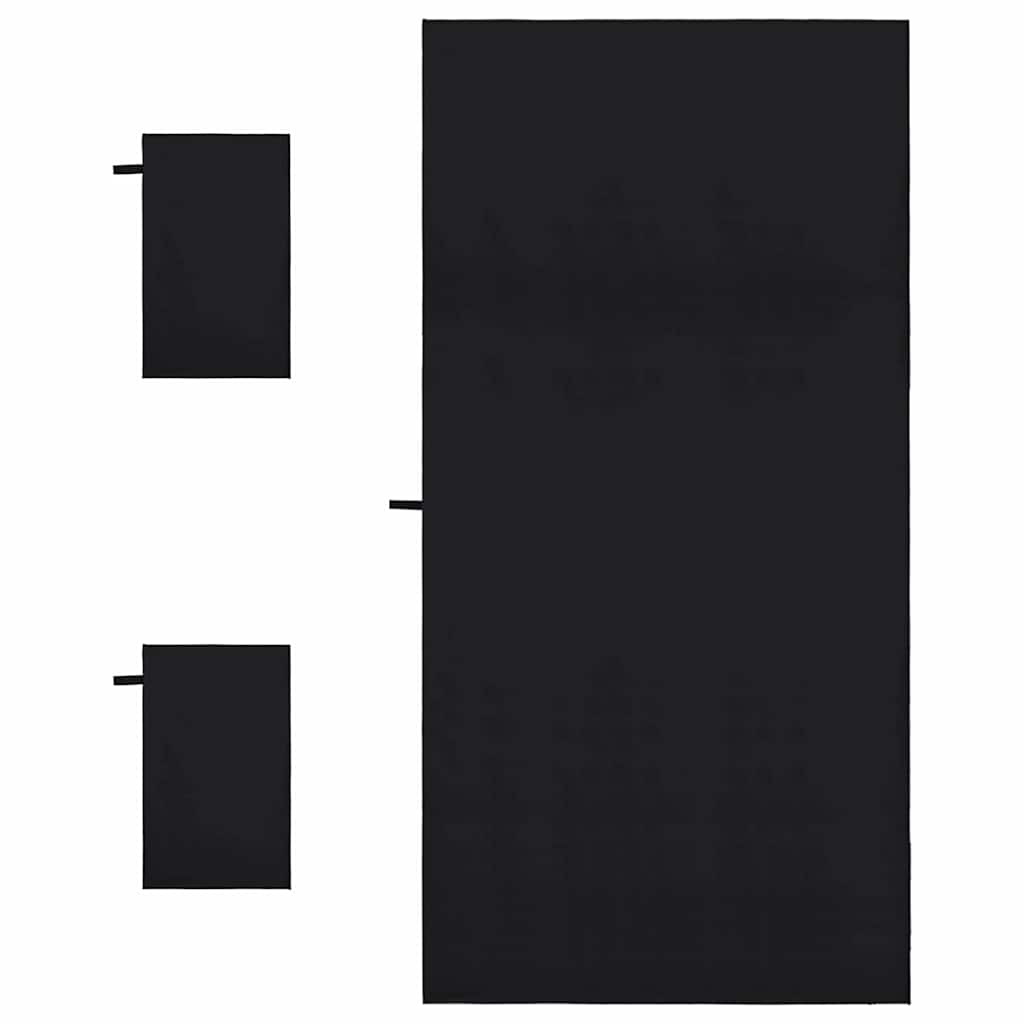 Set di Asciugamani Sportivi 3 pz Nero 210 x 100 cm