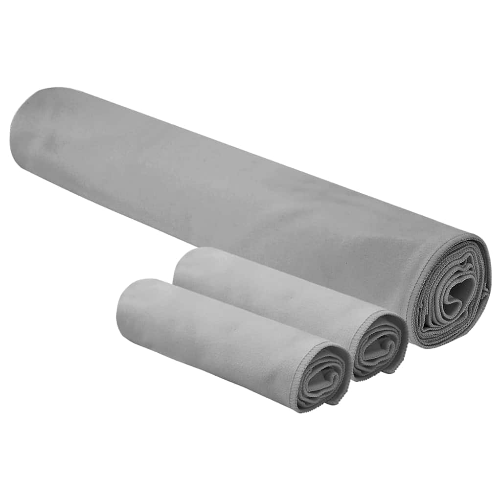 Set di Asciugamani Sportivi 3 pz Grigio Scuro 210 x 100 cm