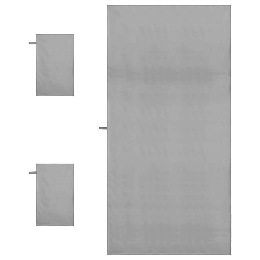 Set di Asciugamani Sportivi 3 pz Grigio Scuro 210 x 100 cm