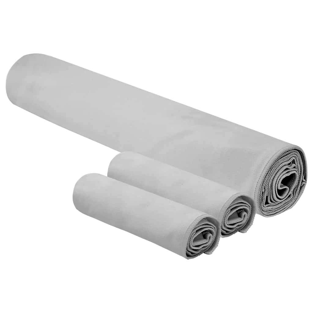 Set di Asciugamani Sportivi 3 pz Grigio 210 x 100 cm