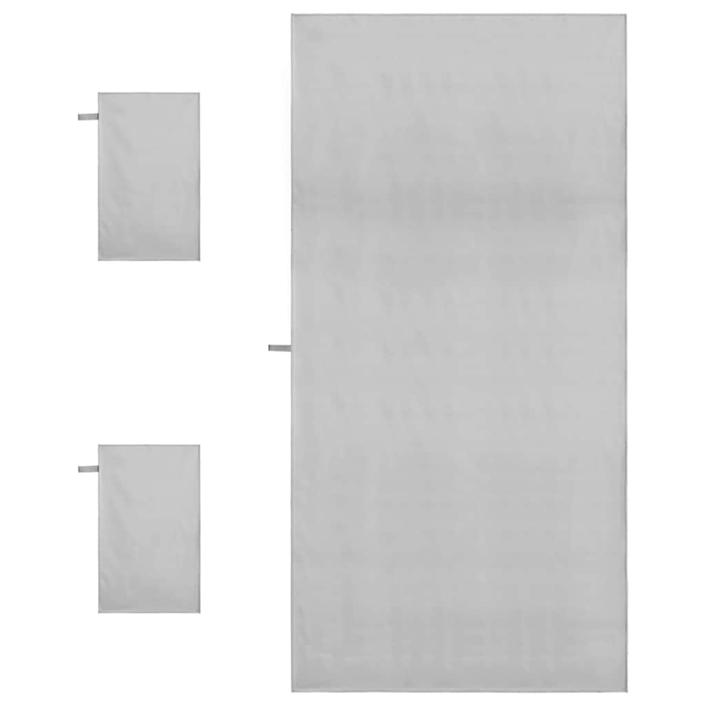 Set di Asciugamani Sportivi 3 pz Grigio 210 x 100 cm