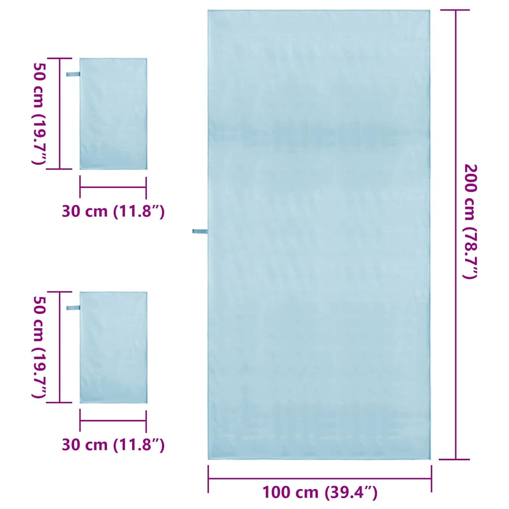 Set di Asciugamani Sportivi 3 pz Blu 210 x 100 cm