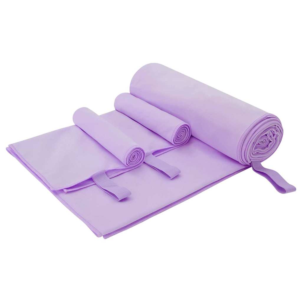 Set di Asciugamani Sportivi 3 pz Viola 210 x 100 cm