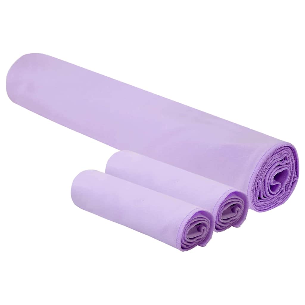 Set di Asciugamani Sportivi 3 pz Viola 210 x 100 cm