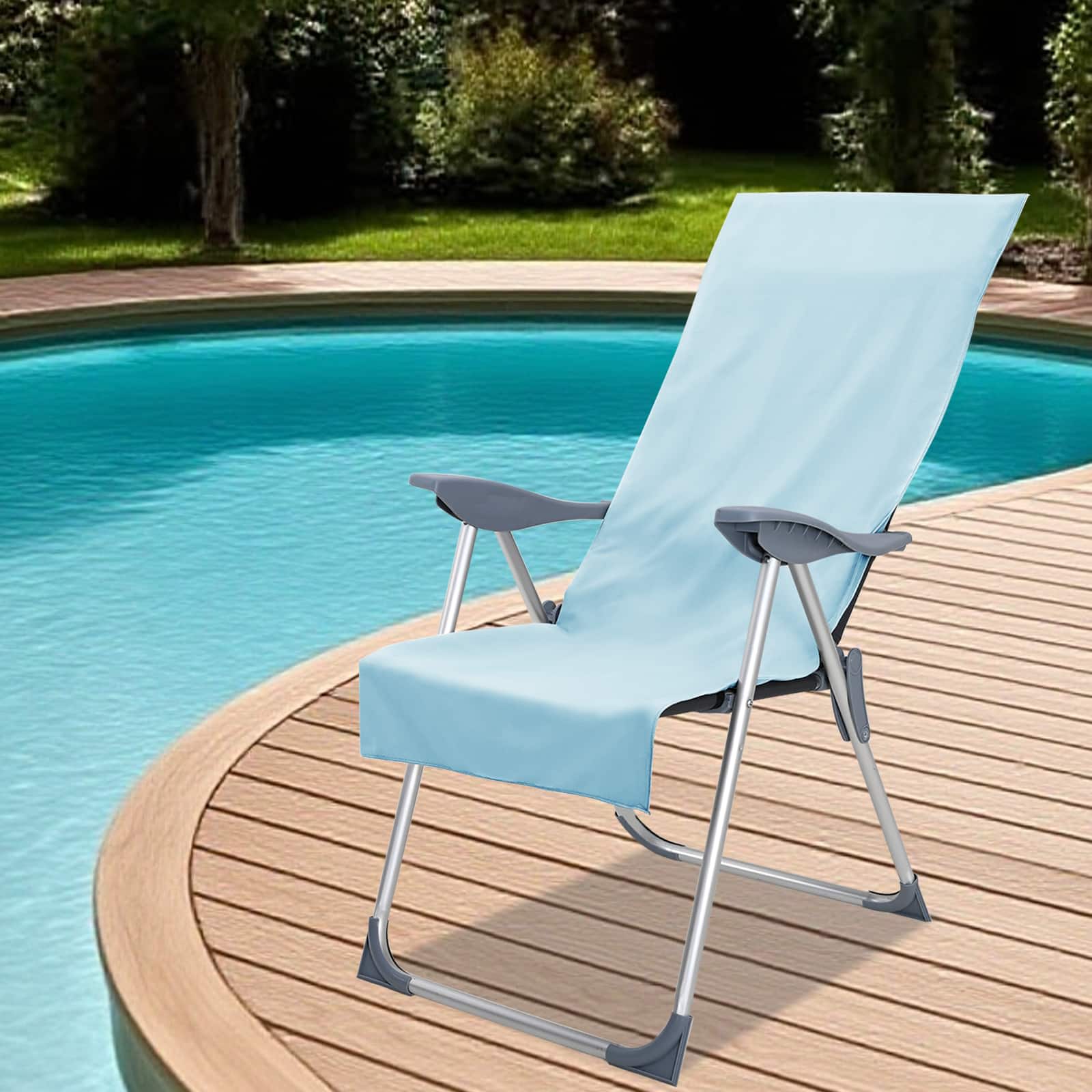 Asciugamani per Sedia Outdoor 2 pz Blu 130 x 60 cm