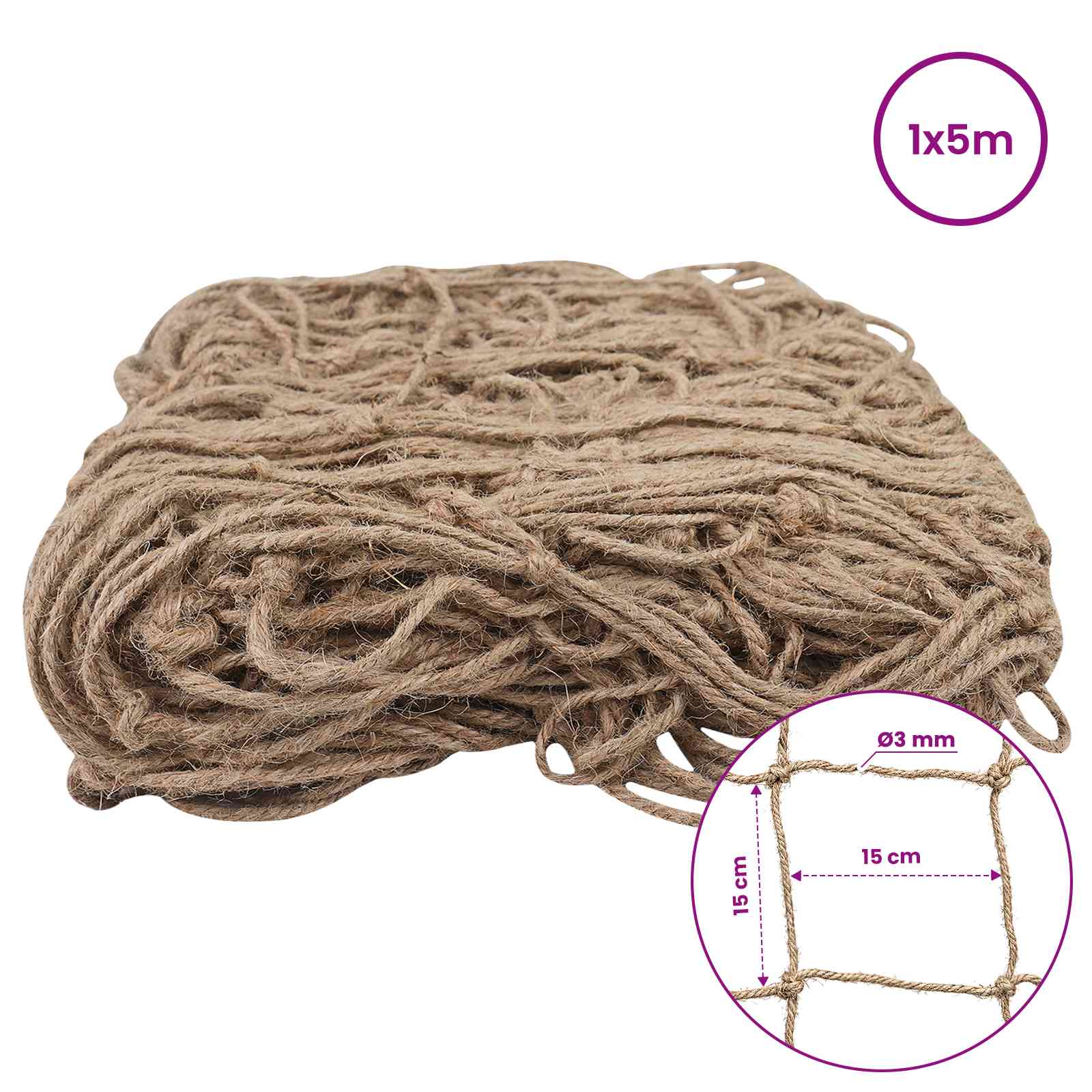 Rete di supporto per piante in juta Naturale 1 x 5 m