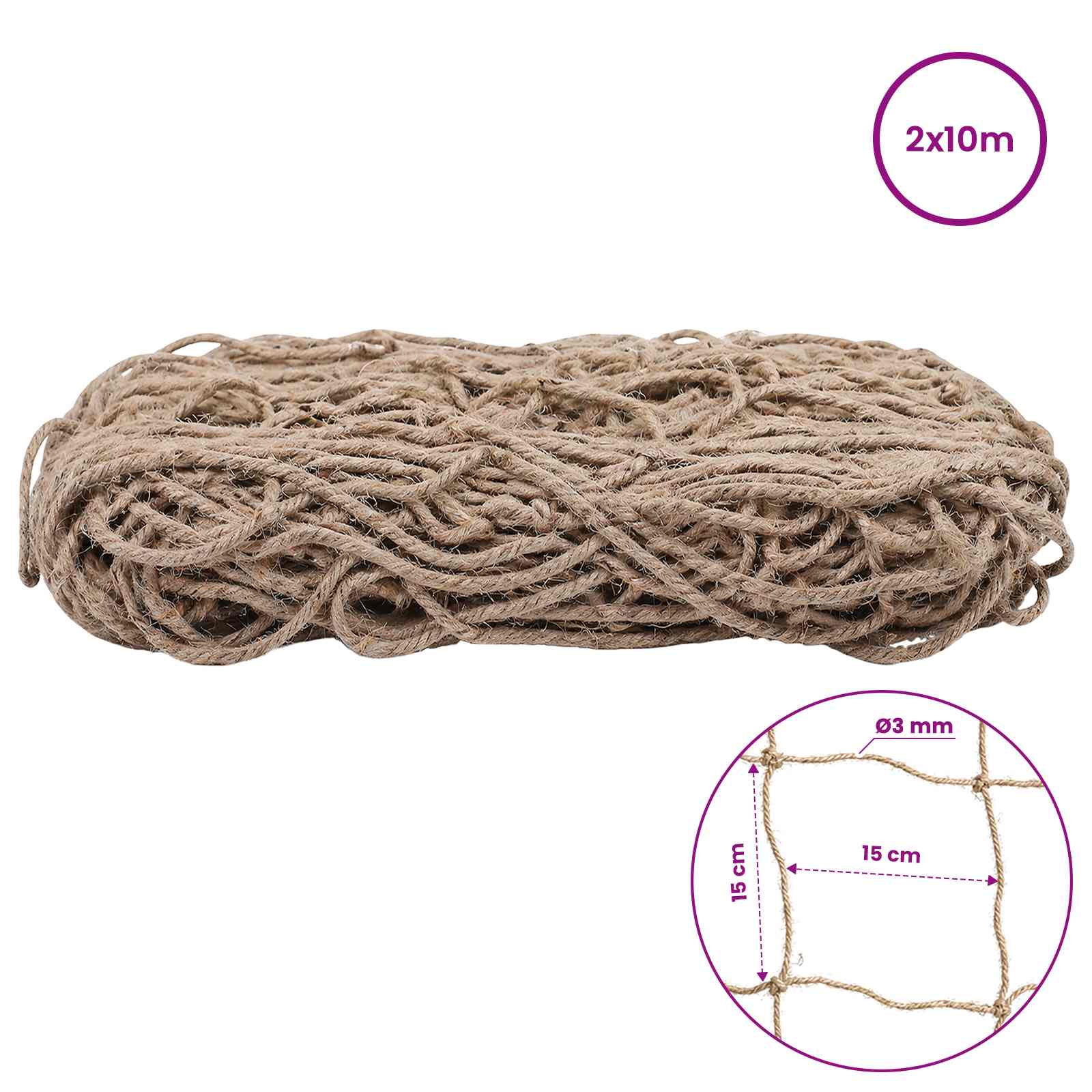 Rete di supporto per piante in juta Naturale 2 x 10 m