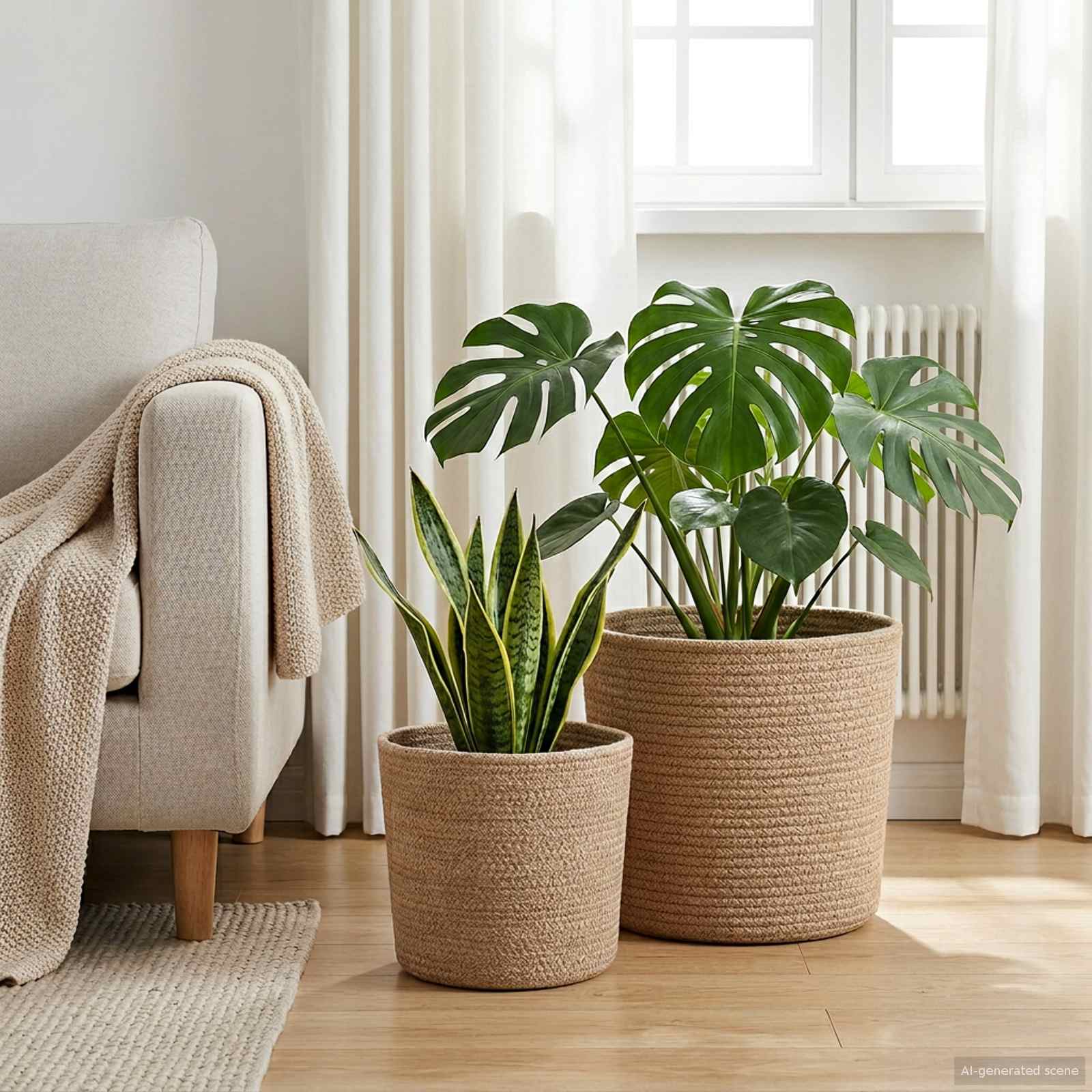 Set di Vasi per Piante 2 pz Naturale Ø 28 x 28 cm