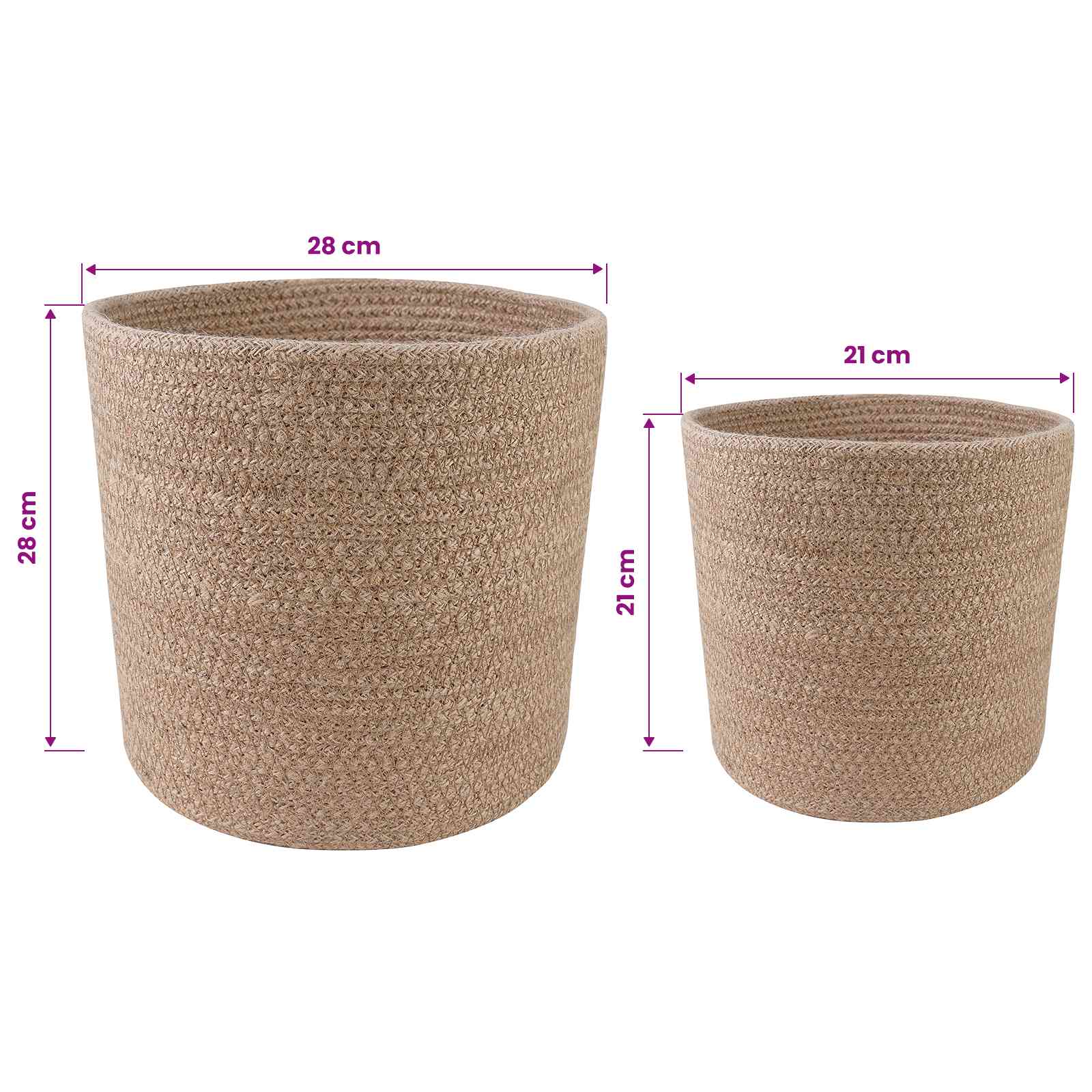 Set di Vasi per Piante 2 pz Naturale Ø 28 x 28 cm