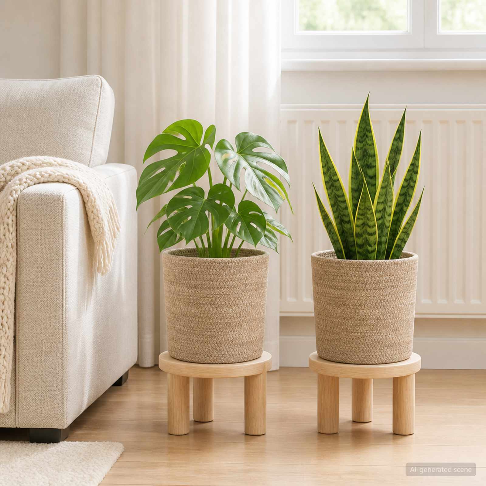 Set di Vasi per Piante 2 pz Naturale Ø 21 x 21 cm