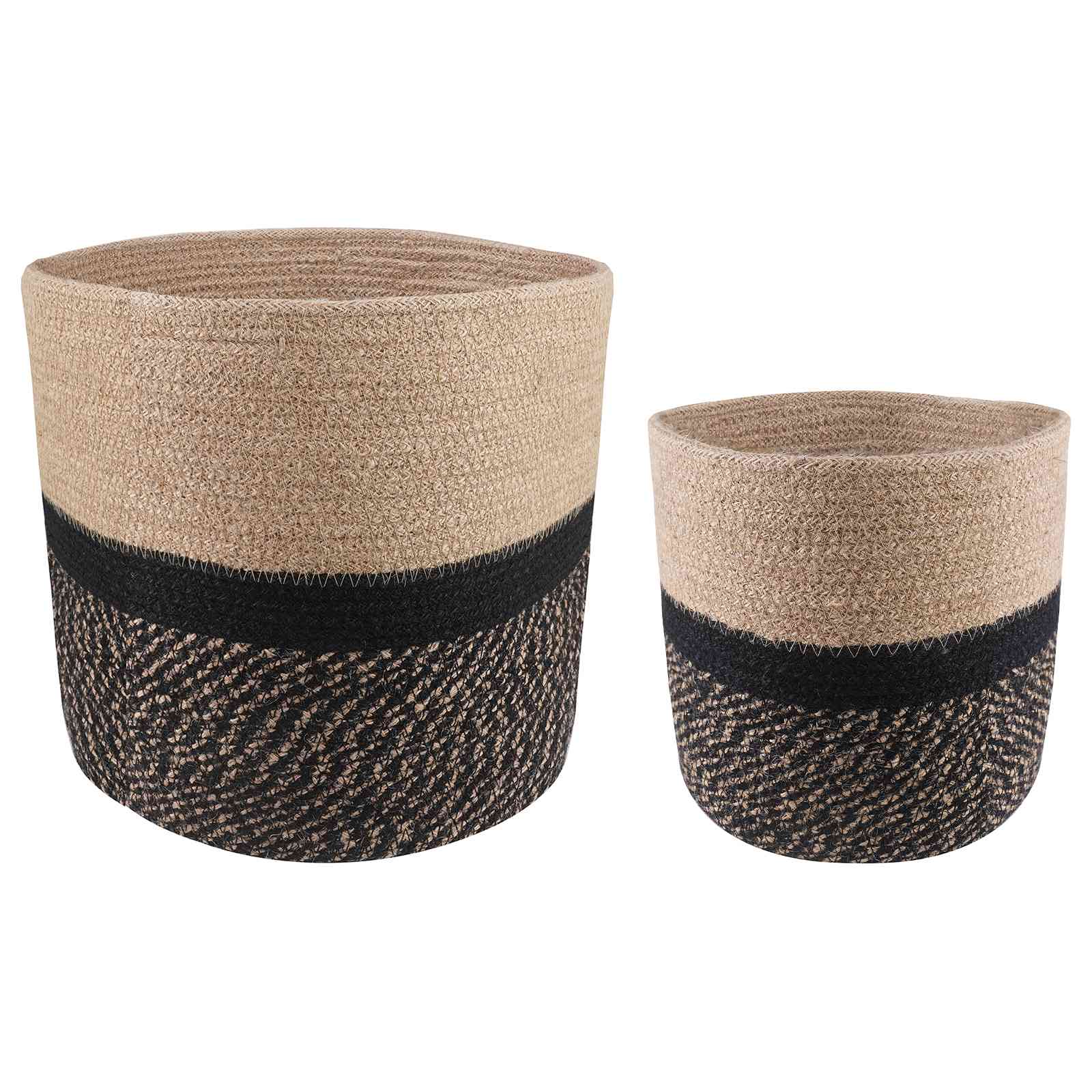 Set di Vasi per Piante 2 pz Naturale e Nero Ø 28 x 28 cm