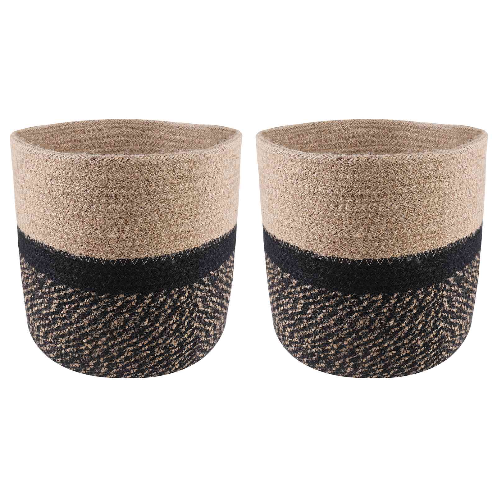 Set di Vasi per Piante 2 pz Naturale e Nero Ø 21 x 21 cm