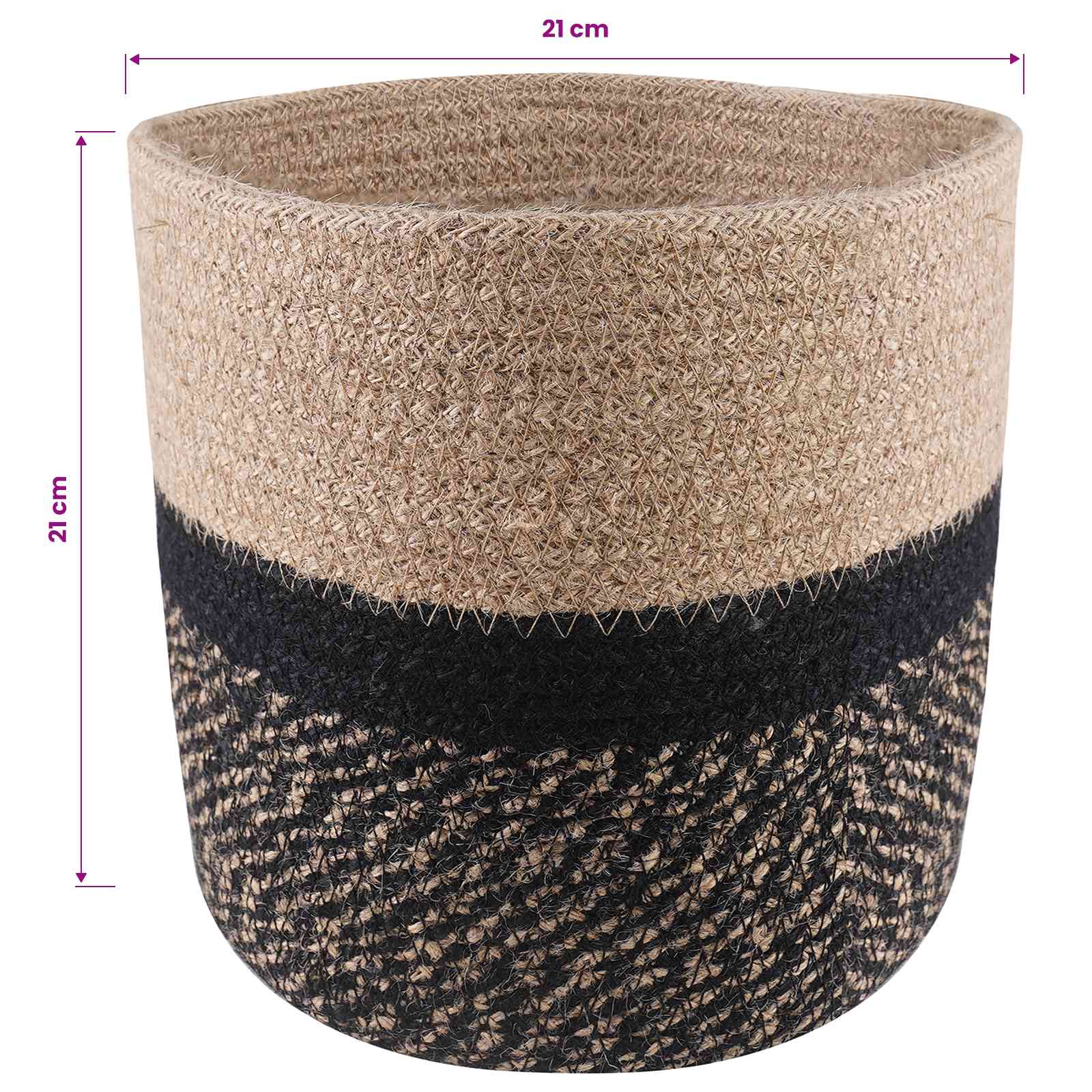 Set di Vasi per Piante 2 pz Naturale e Nero Ø 21 x 21 cm