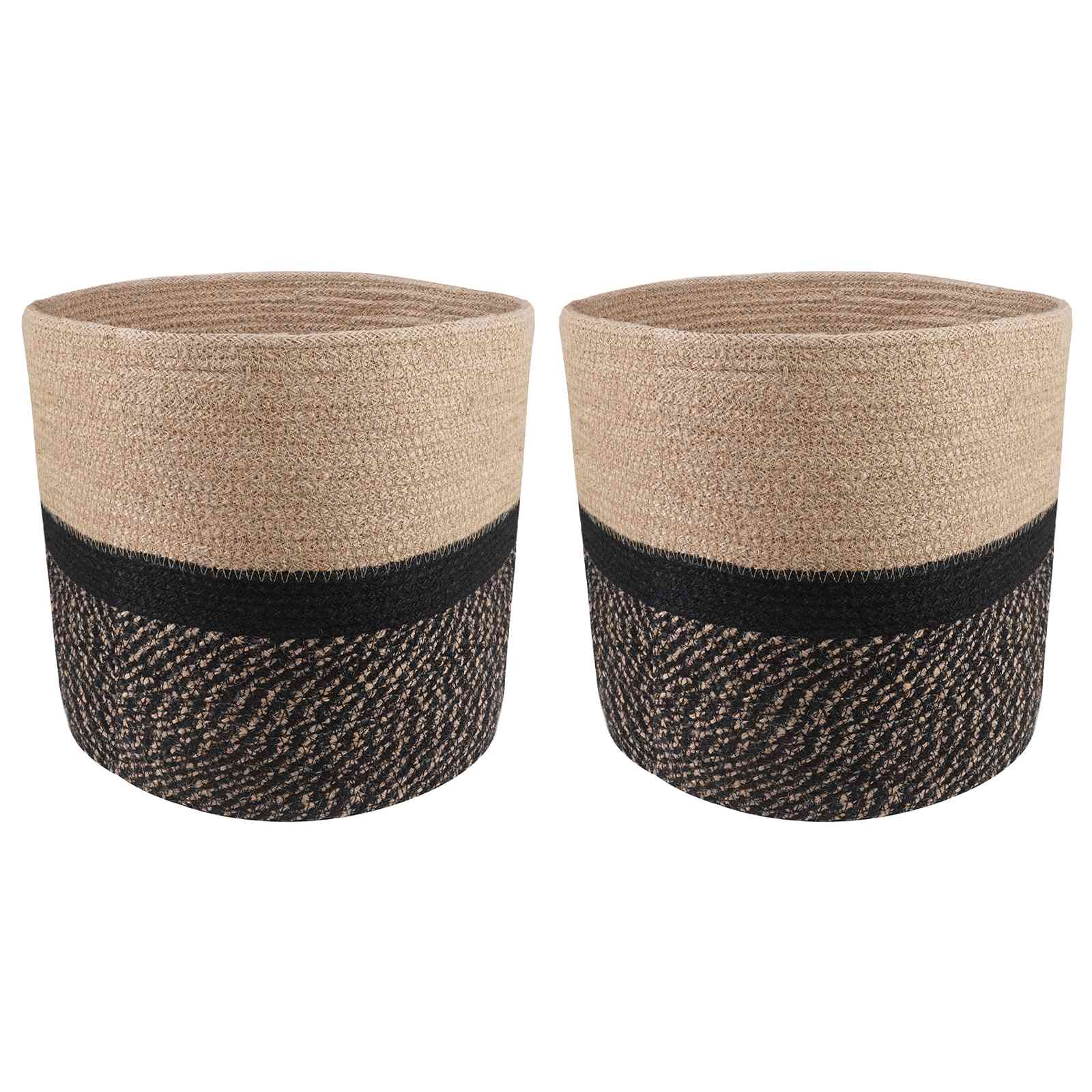 Set di Vasi per Piante 2 pz Naturale e Nero Ø 28 x 28 cm