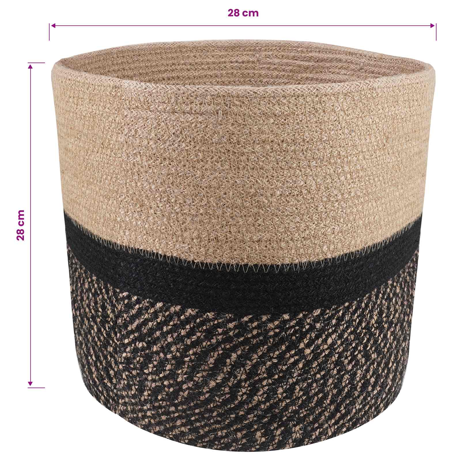 Set di Vasi per Piante 2 pz Naturale e Nero Ø 28 x 28 cm