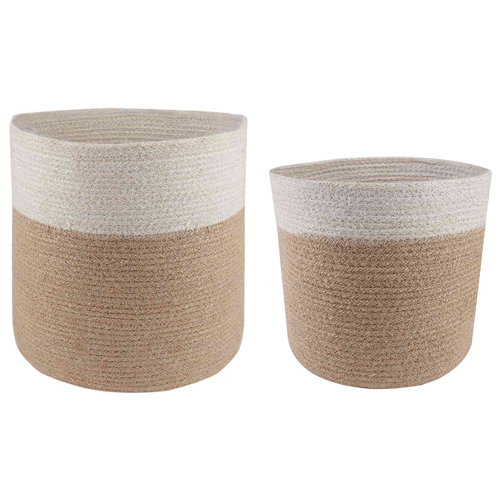Set di Vasi per Piante 2 pz Naturale e Bianco Ø 28 x 28 cm