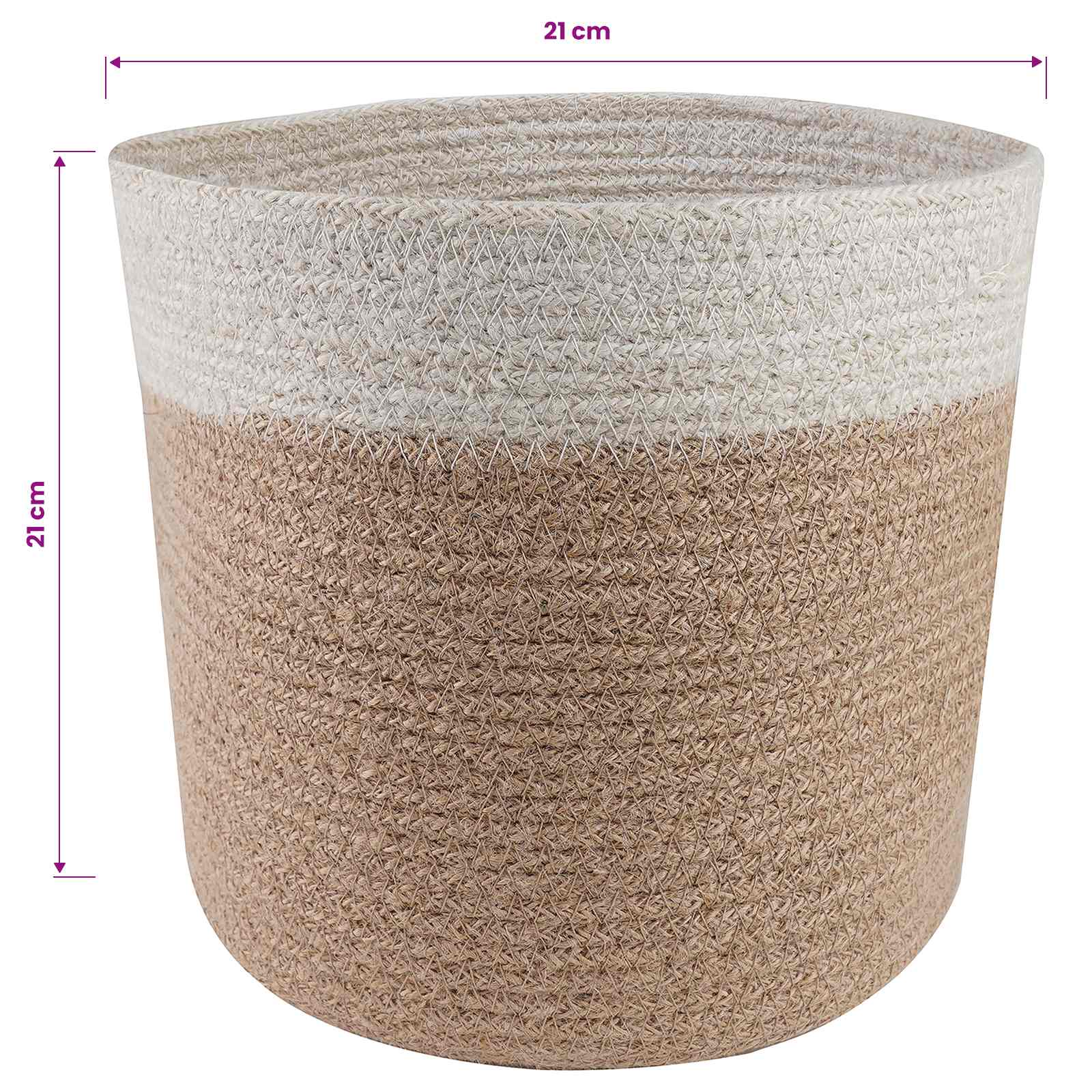 Set di Vasi per Piante 2 pz Naturale e Bianco Ø 21 x 21 cm