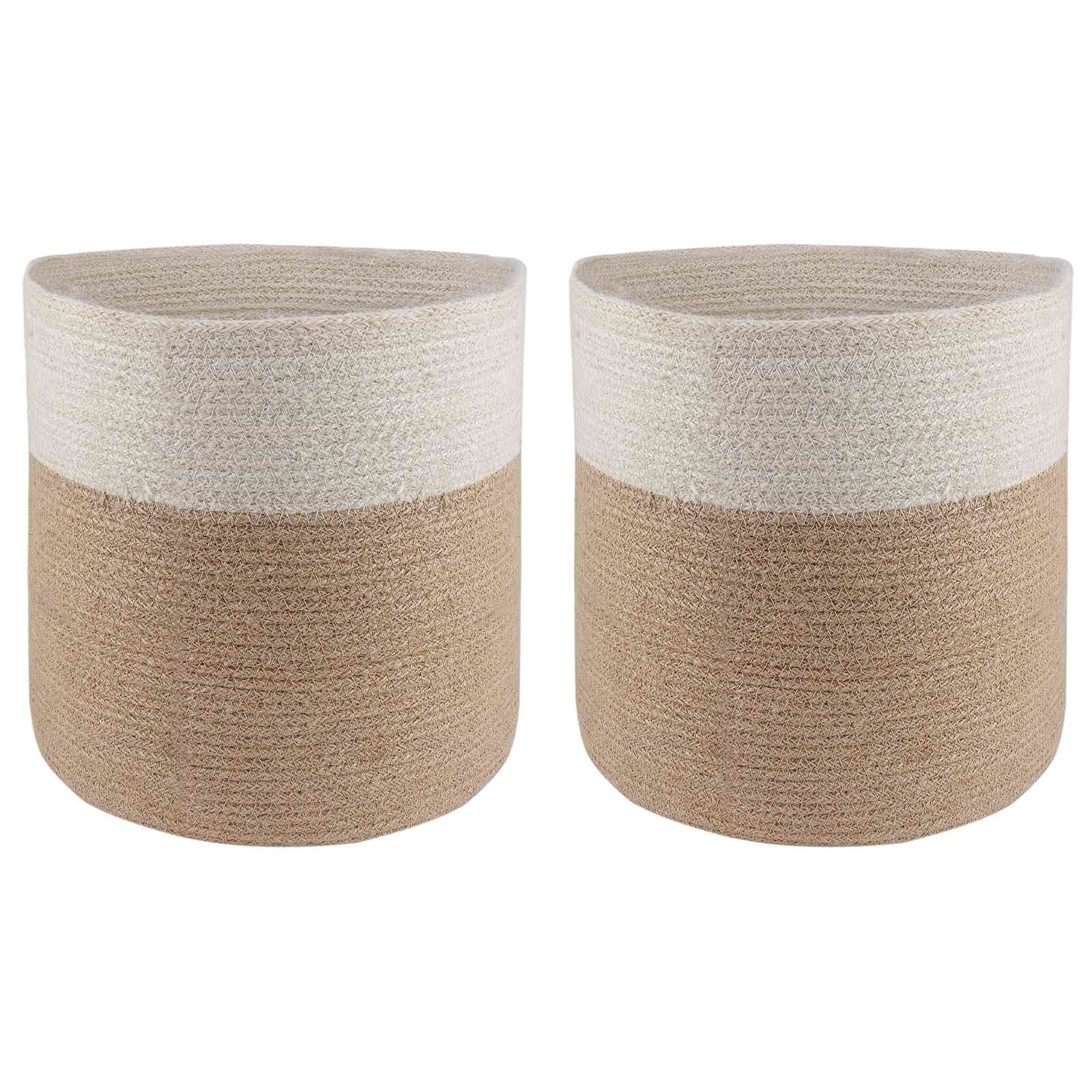 Set di Vasi per Piante 2 pz Naturale e Bianco Ø 28 x 28 cm