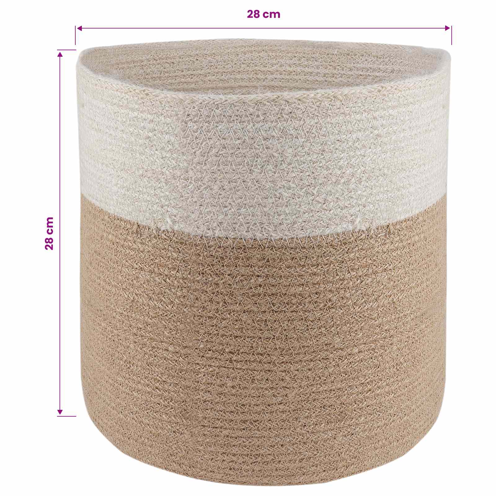 Set di Vasi per Piante 2 pz Naturale e Bianco Ø 28 x 28 cm