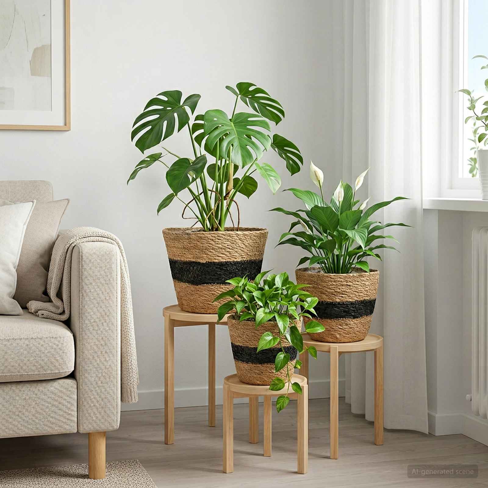 3 pz Naturale e Nero Ø26 x 19 cm 100% Erba marina