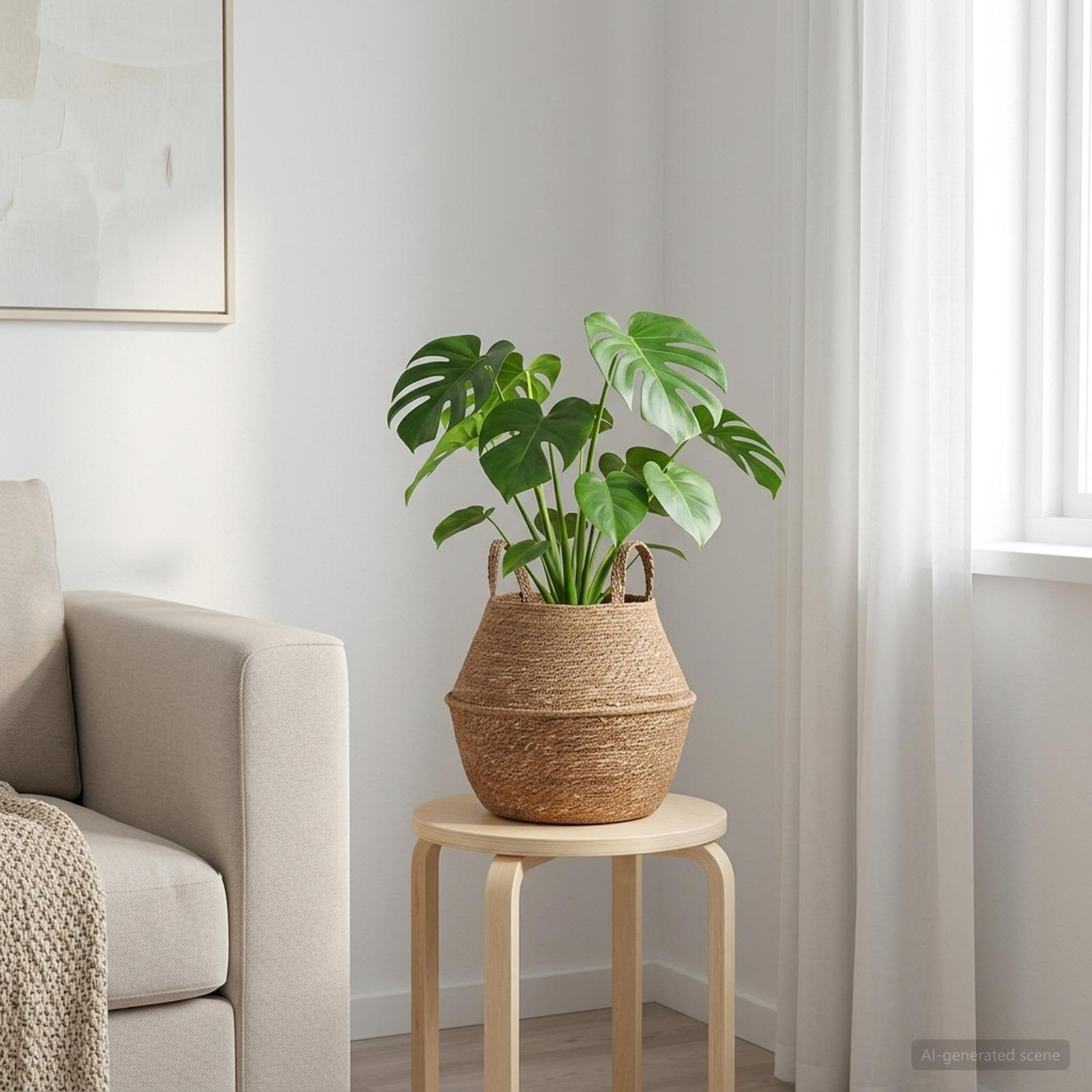 Vaso da fiori con manici Naturale Ø 22 x 20 cm 100% Erba marina